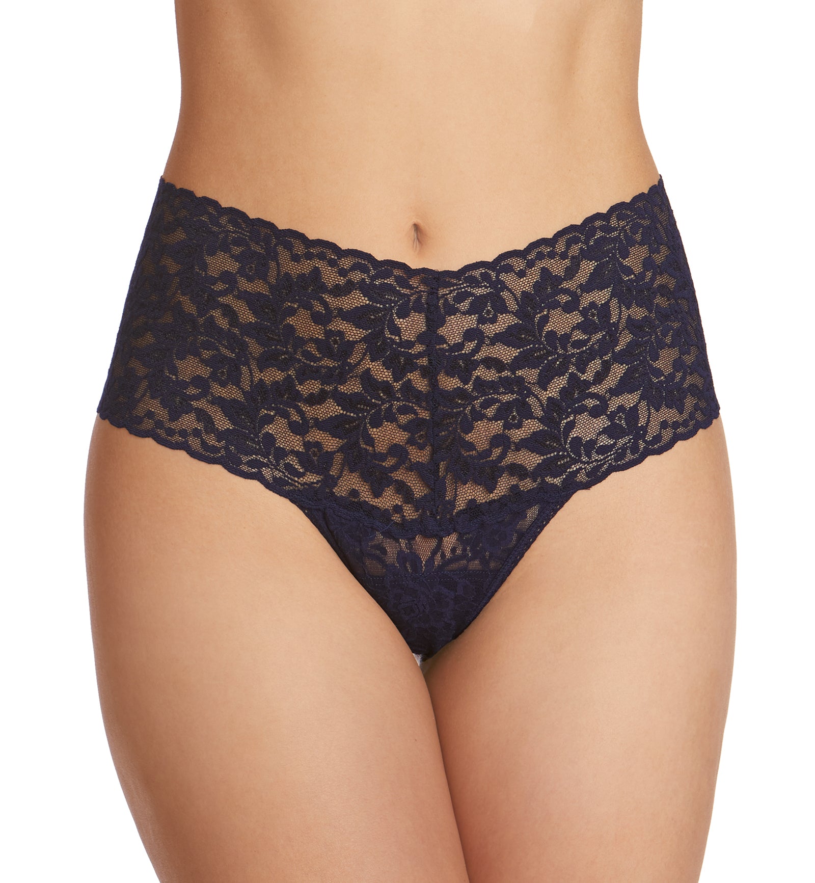 Hanky Panky Retro Lace Thong (9K1926P),Navy - Navy,One Size