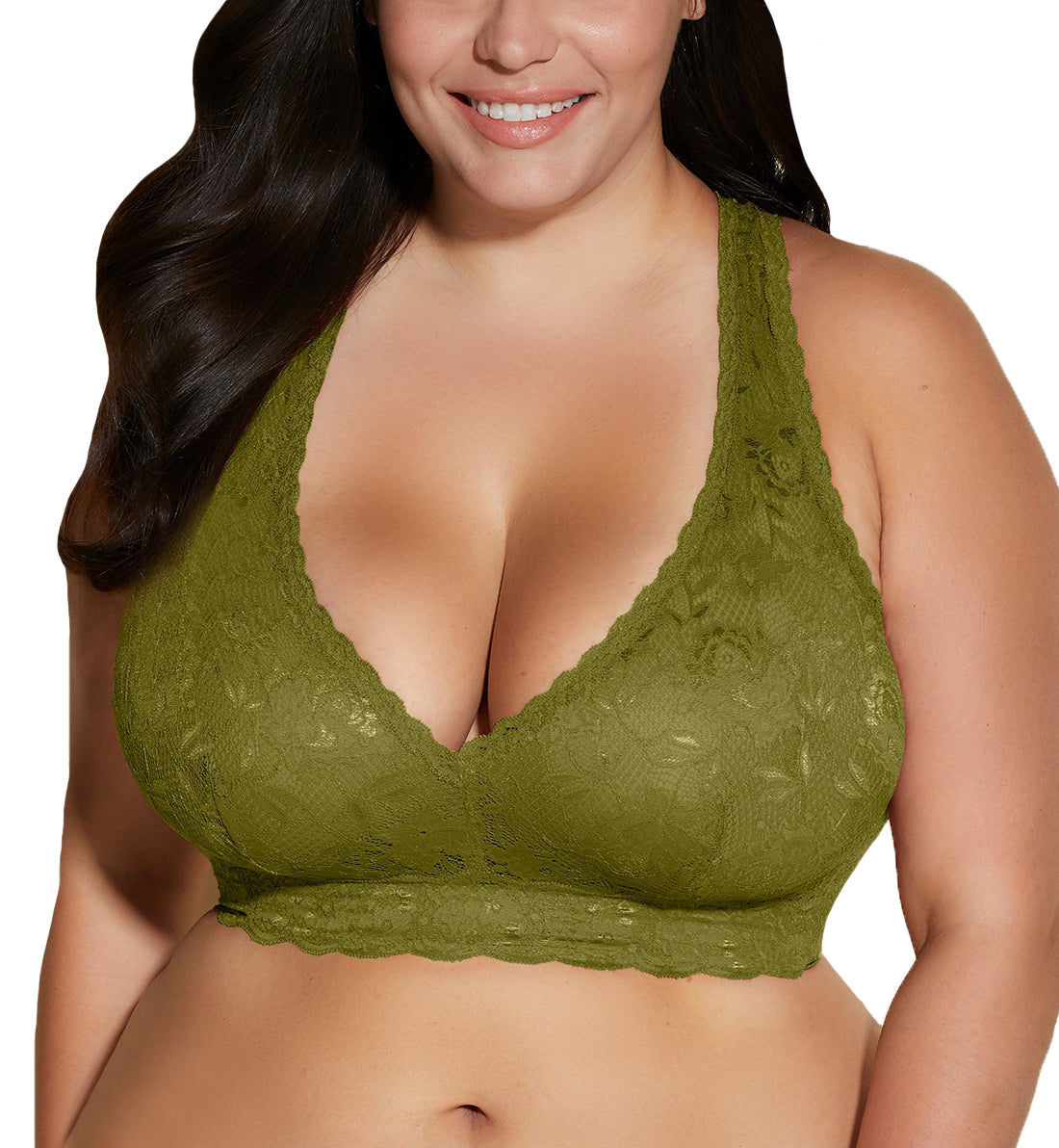 Cosabella Never Say Never Ultra CURVY Racie Racerback Bralette (NEVER1353),XS,Aloe - Aloe,XS