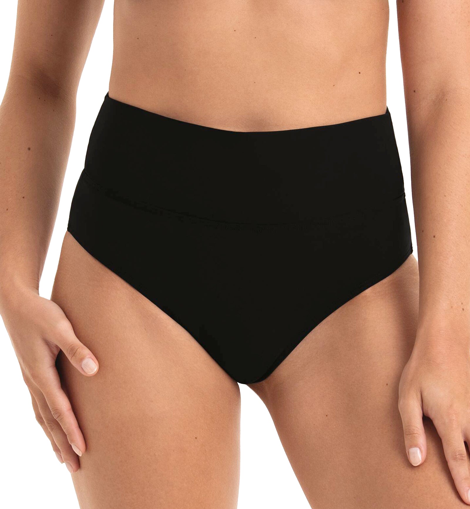 Rosa Faia Mix & Match Lorena Fold Over Swim Brief (8808-0),Small,Black - Black,Small