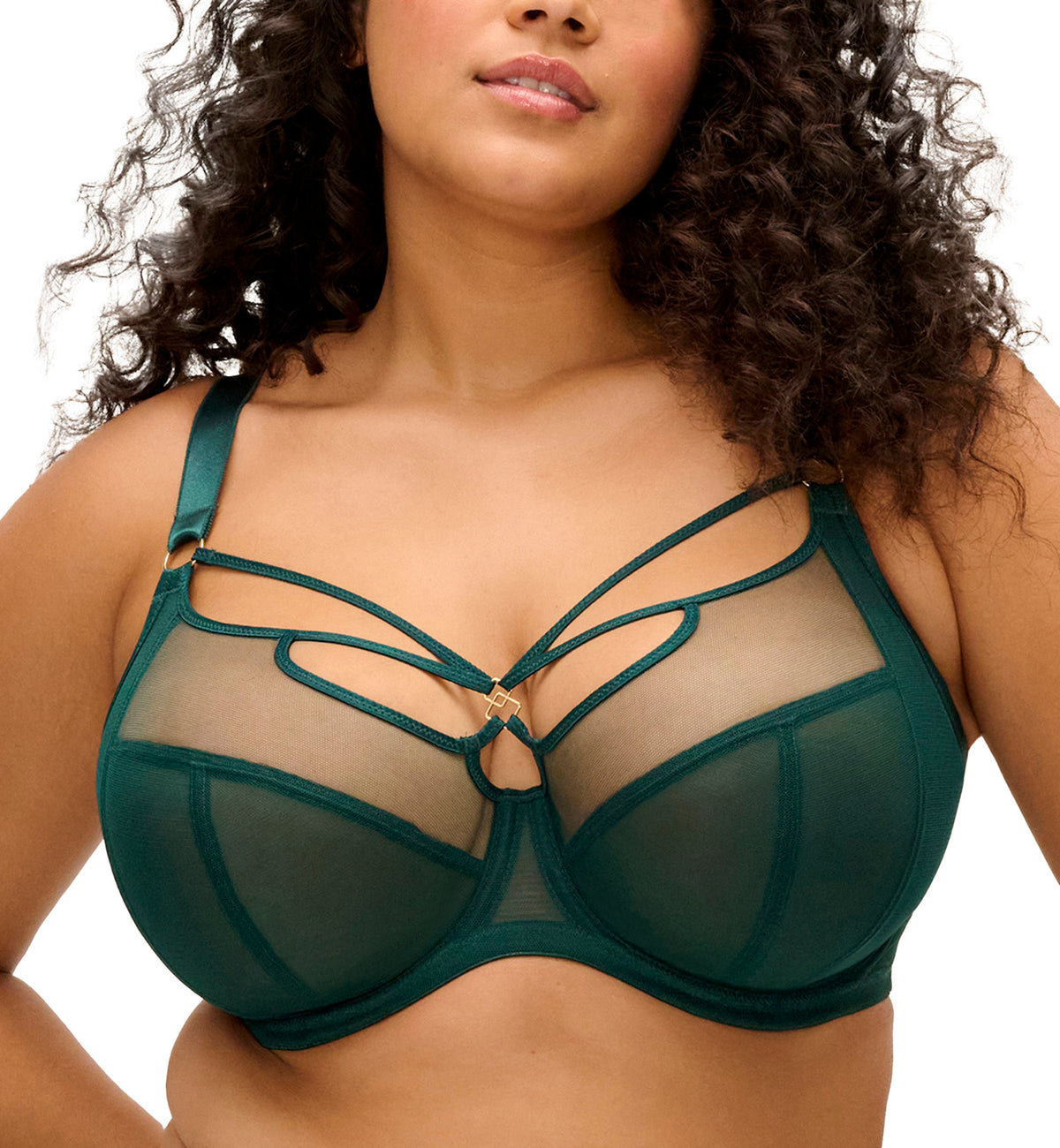 Elomi Sachi Banded Plunge Underwire Bra (4350),32GG,Deep Emerald - Deep Emerald,32GG