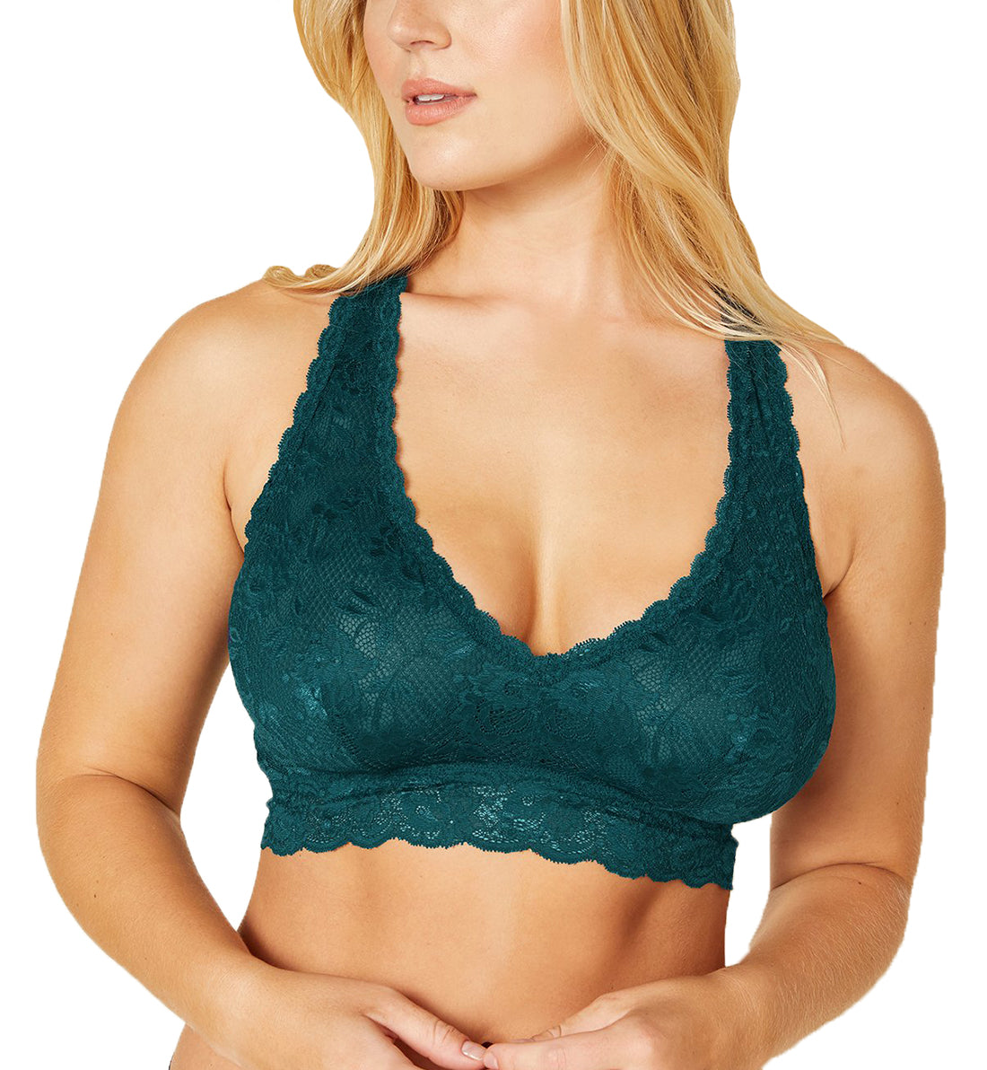 Cosabella Never Say Never CURVY Racie Racerback Bralette (NEVER1355),Medium,Deep Green - Deep Green,Medium