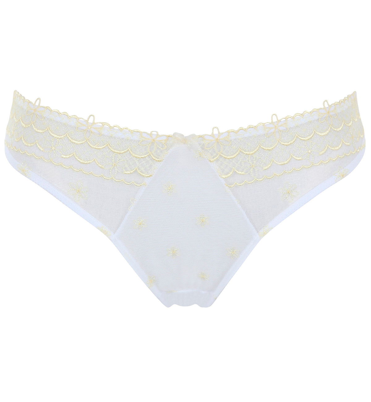 Cleo by Panache Blossom Brazilian Brief (10582),XS,White/Lemon - White/Lemon,XS