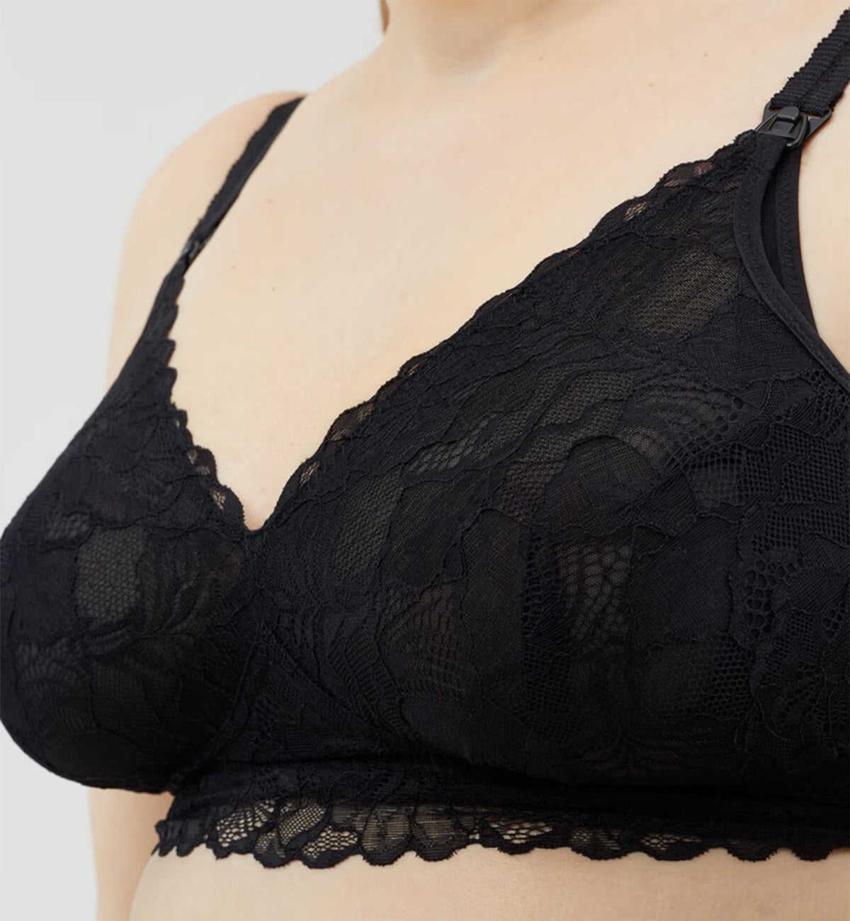 Chantilly Lace Non-Wire Maternity & Nursing Bralette (29-1045),Small E-G,Black - Black,Small E-G