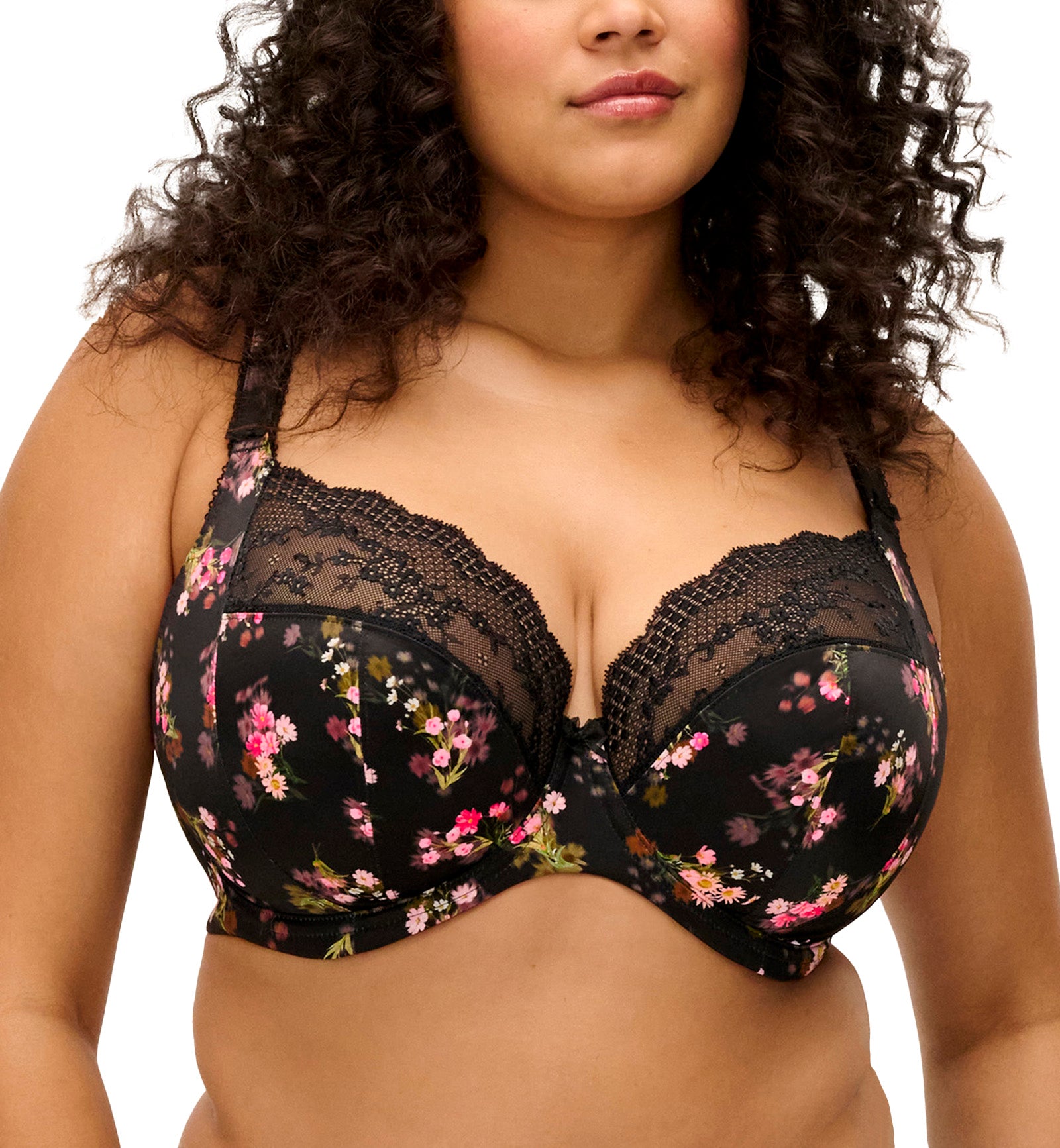 Elomi Lucie Banded Stretch Lace Plunge Underwire Bra (4490),32G,Fleur - Fleur,32G