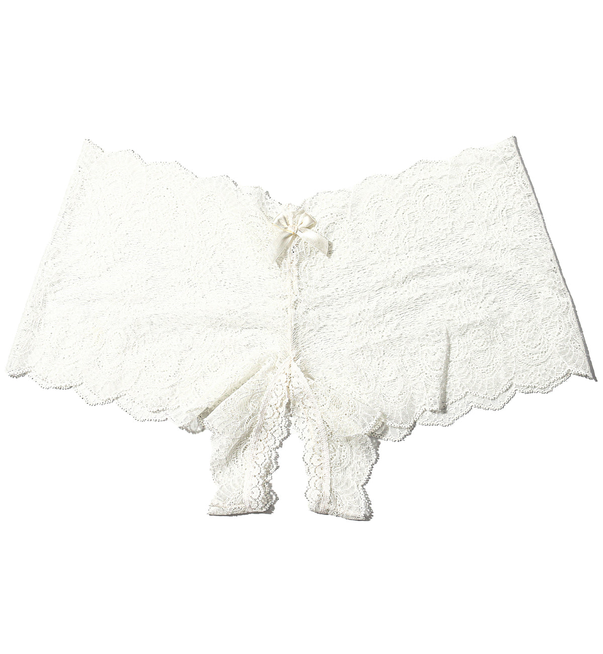Hanky Panky Bridal Luxe Lace Crotchless Brazilian Brief (972701),Small,Ivory - Ivory,Small