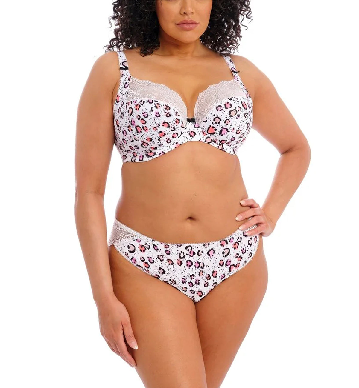 Elomi Lucie Matching Stretch Lace Brazilian Brief (4495),Large,Rumble - Rumble,Large