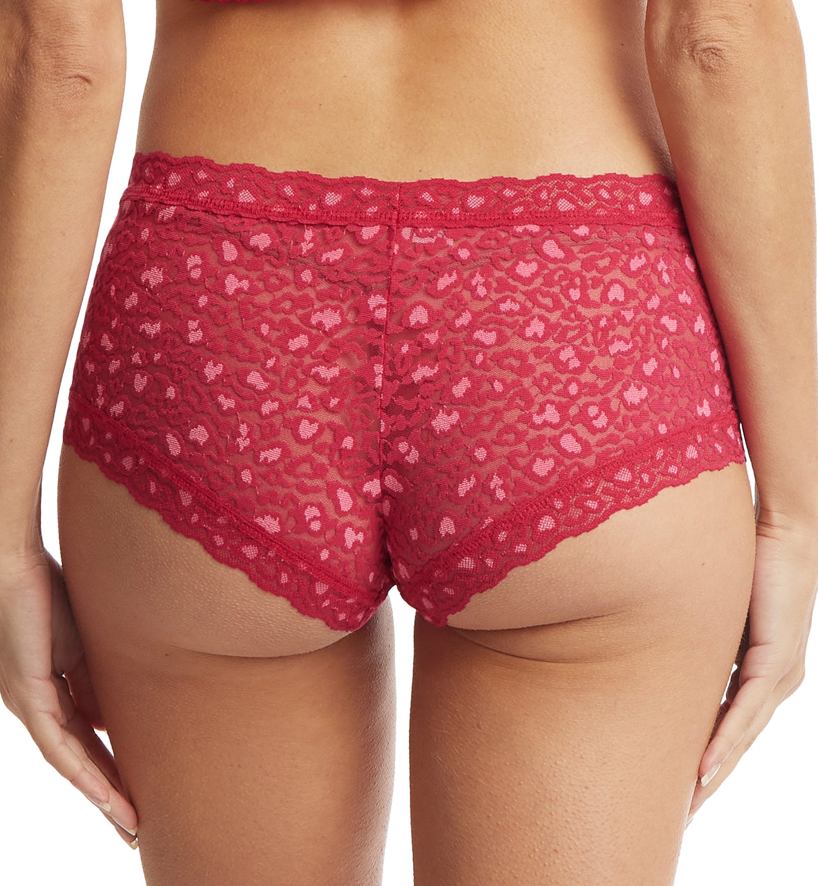 Hanky Panky Cross Dyed Leopard Boyshort (7J1201P),XS,Berry Sangria/Pink - Berry Sangria/Pink,XS