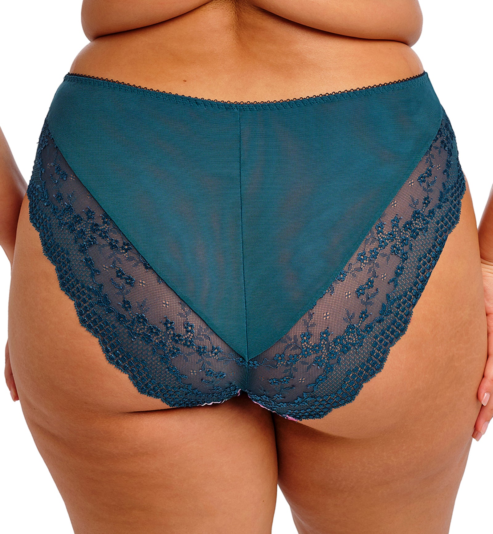 Elomi Lucie Matching High Leg Brief (4498),Medium,Teal Floral - Teal Floral,Medium
