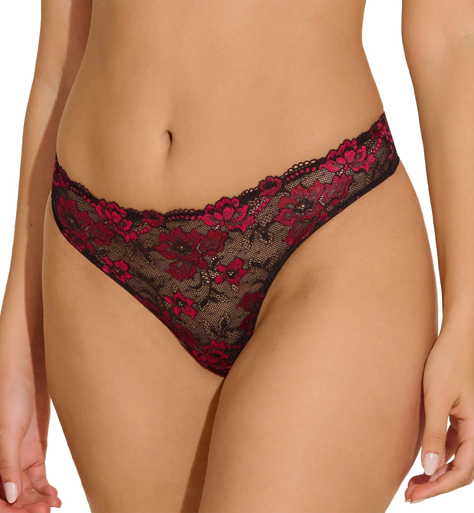 Cosabella Savona Low Rise Thong (SAVON0322),S/M,Black/Fragolino - Black/Fragolino,S/M