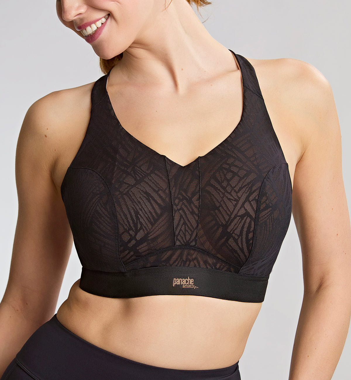 Panache Endurance Ultra Perform Non-padded Underwire Sports Bra (5022),28DD,Black/Latte - Black/Latte,28DD