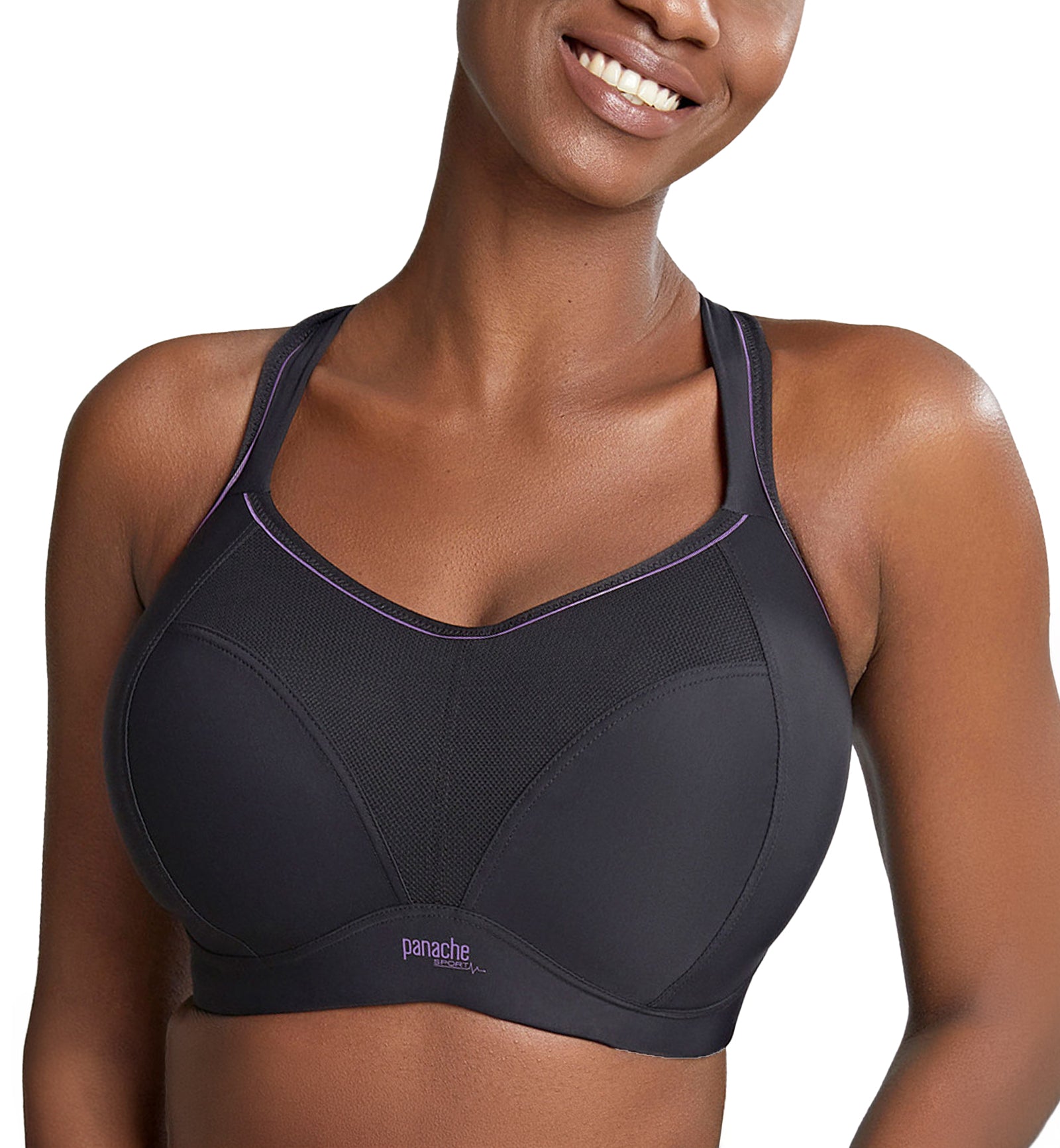 Panache Boundless Racerback Non-Wire Sports Bra (7341),28E,Black - Black,28E