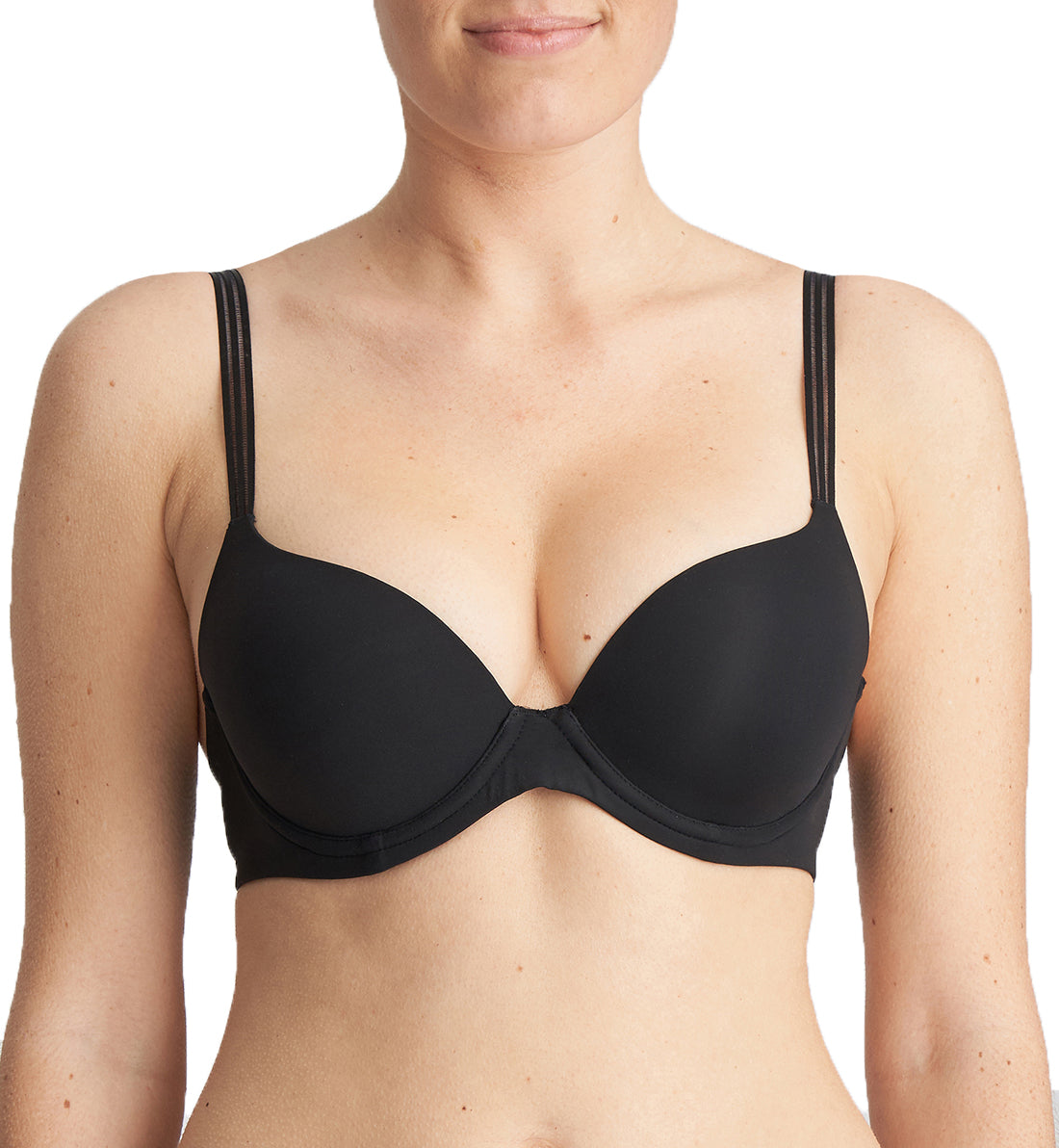 Marie Jo Louie Push Up Padded Plunge Underwire Bra (0122097),32A,Black - Black,32A