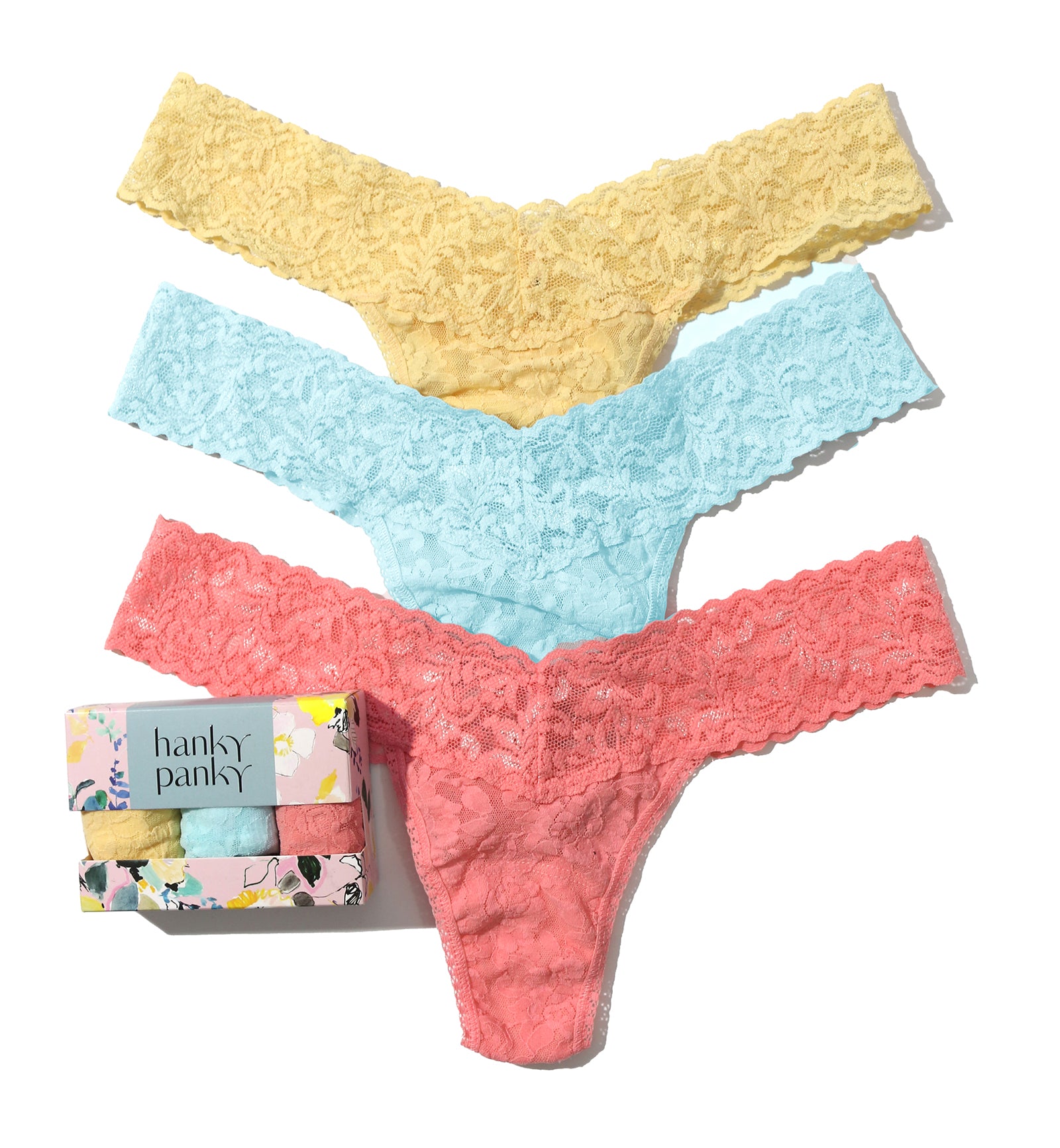 Hanky Panky 3-PACK Signature Lace Low Rise Thong (49113PK),Cannes You Believe It - Cannes You Believe It,One Size