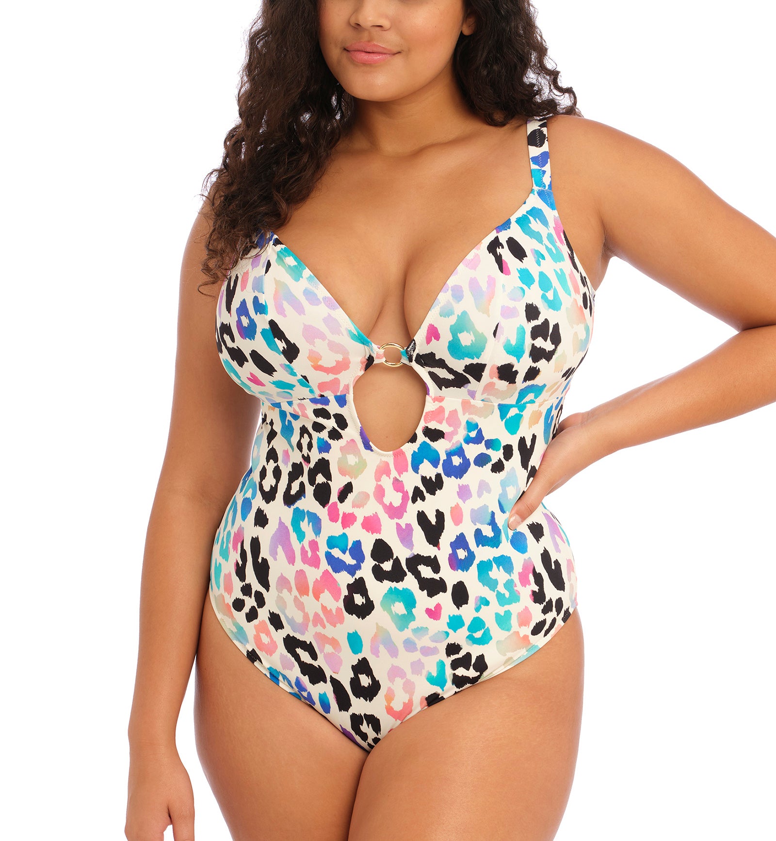 Elomi Party Bay Super Plunge Non Wire One Piece Swimsuit (ES801444),36 F/FF,Multi - Multi,36 F/FF