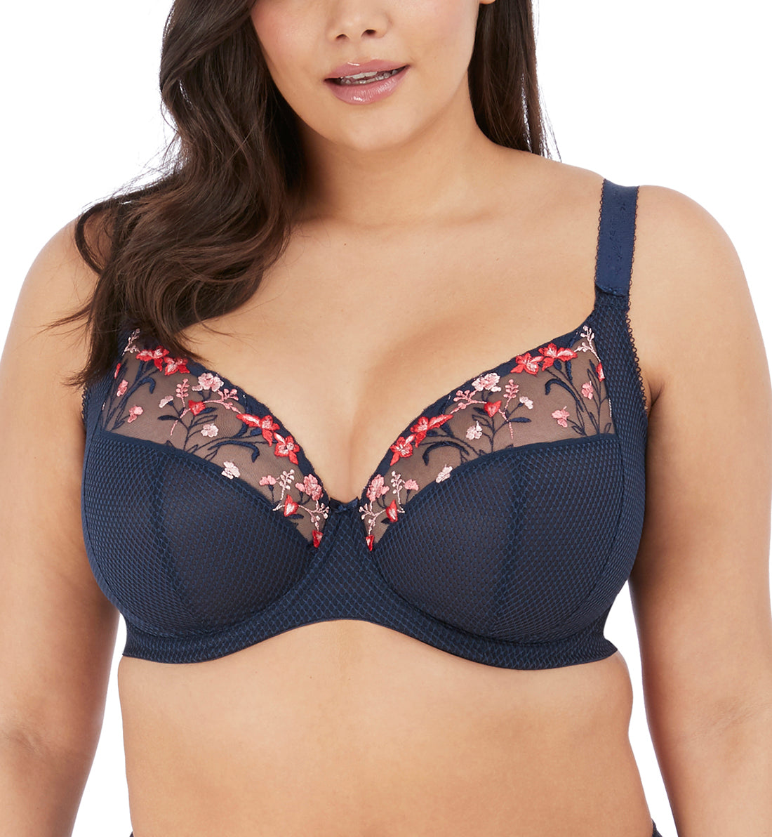 Elomi Charley Banded Plunge Underwire Bra (4380),32H,Navy - Navy,32H