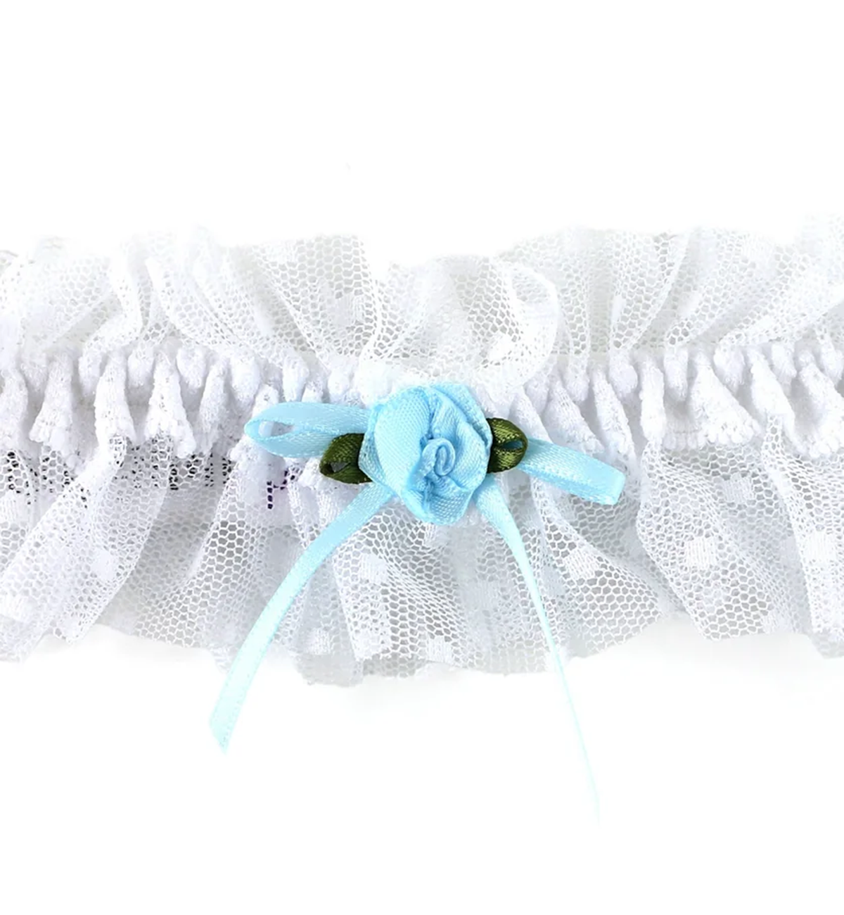 Hanky Panky Bridal Dotted Tulle Leg Garter (10B831),One Size,White/Baby Blue - White/Baby Blue,One Size