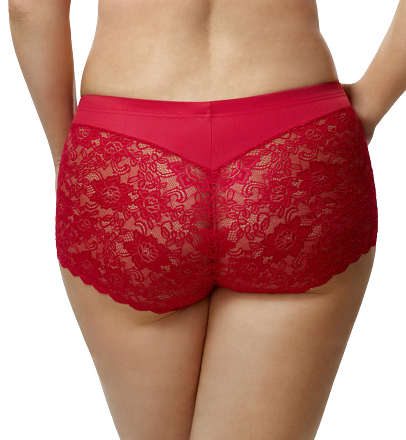 Elila Stretch Lace Cheeky Full Panty (3311),Medium,Red - Red,Medium