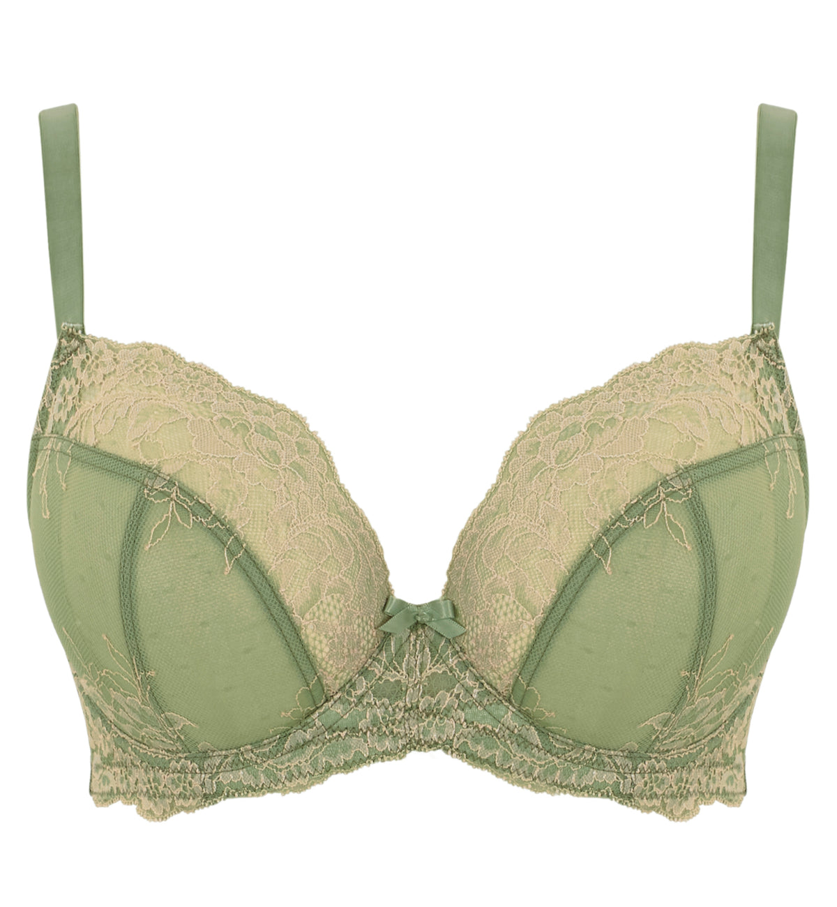Panache Ana Lace Plunge Underwire Bra (9396),28F,Sage/Sand - Sage/Sand,28F