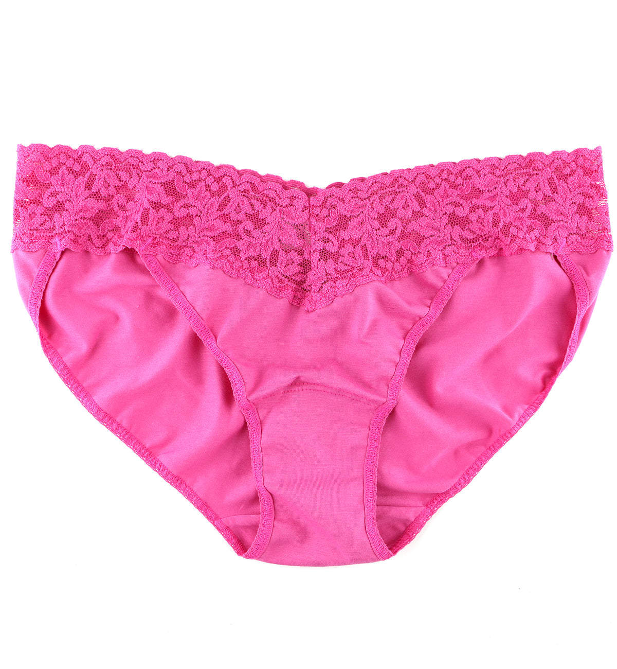 Hanky Panky Organic Cotton V-kini with Lace (892201),Large,Wild Pink - Wild Pink,Large