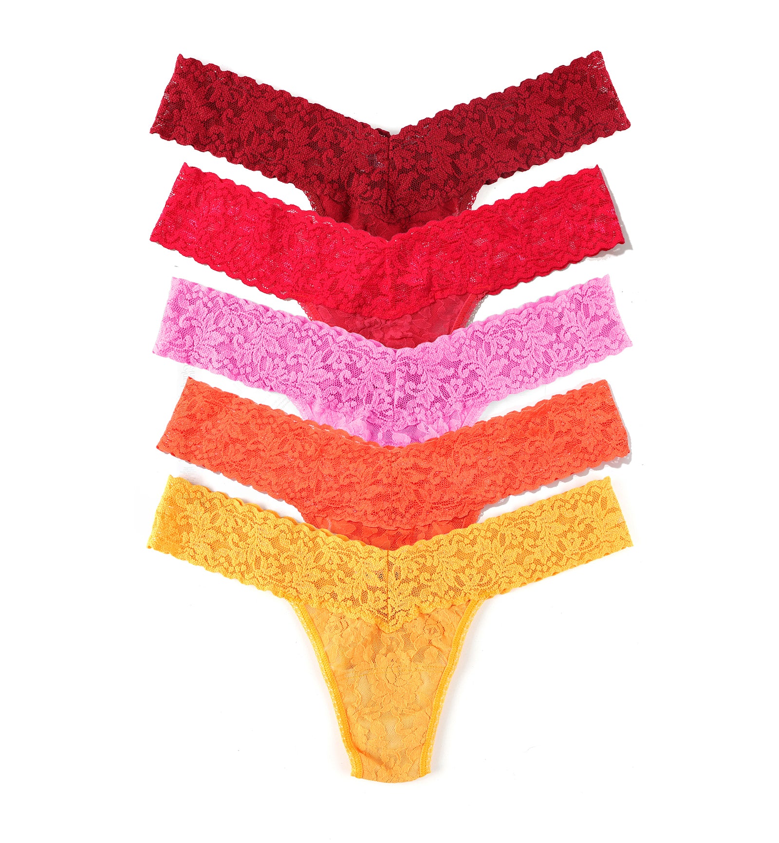 Hanky Panky 5-PACK Signature Lace Low Rise Thong (49115PK),Floramania - Floramania,One Size