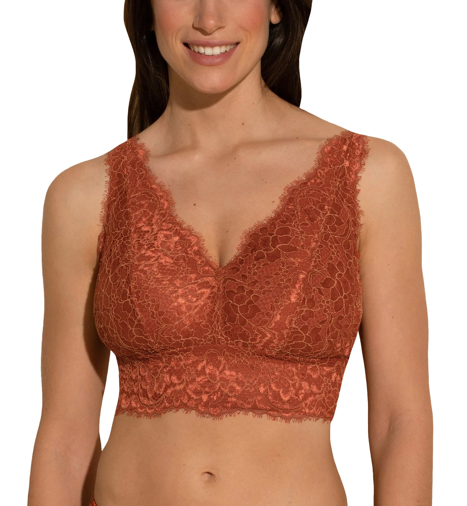Cosabella Pret-A-Porter CURVY Longline Bralette (PRETA1383),Small,Sahara/Taaja Mango - Sahara/Taaja Mango,Small