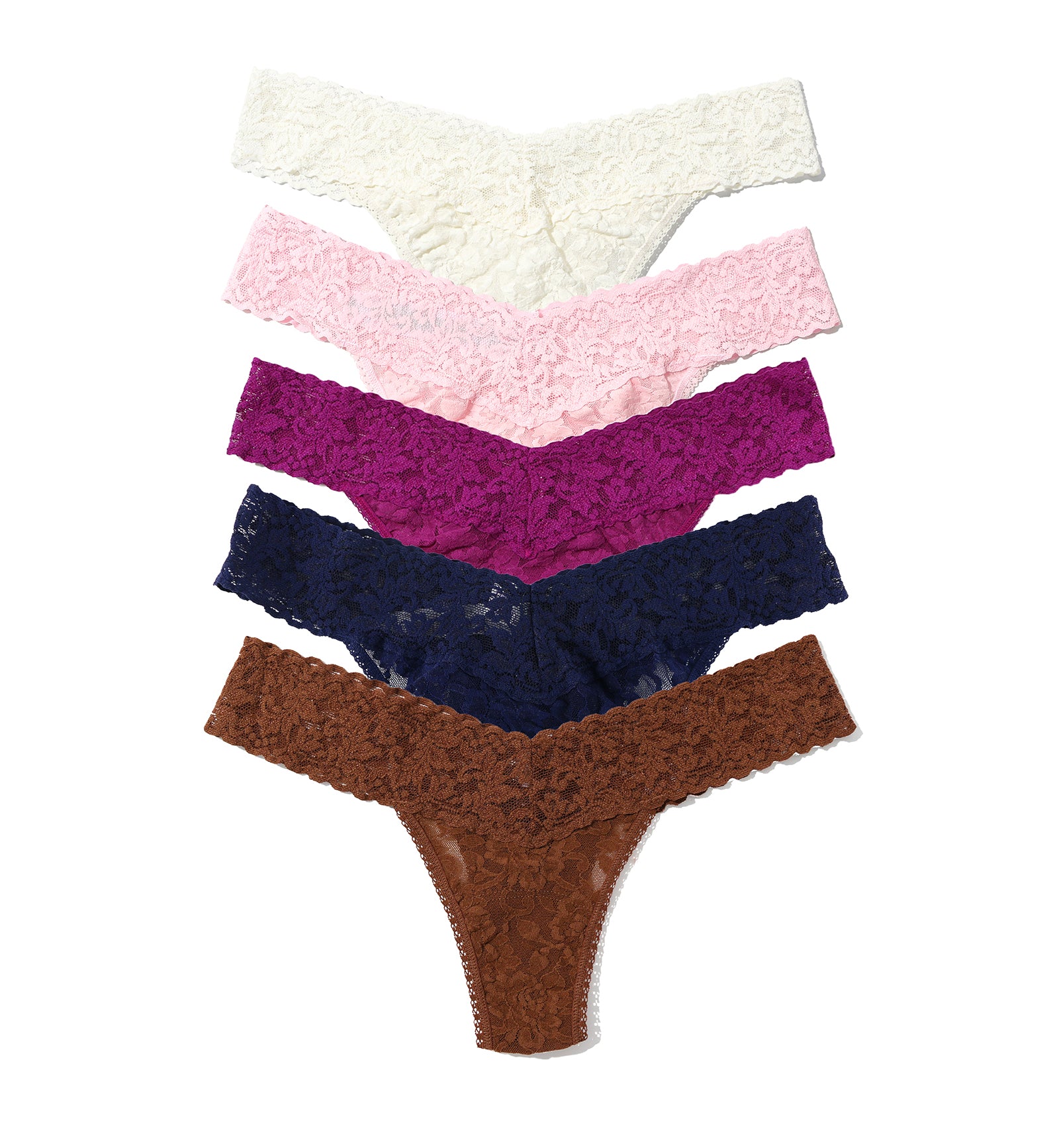 Hanky Panky 5-PACK Signature Lace Low Rise Thong (49115PK),MBBP - MBBP,One Size