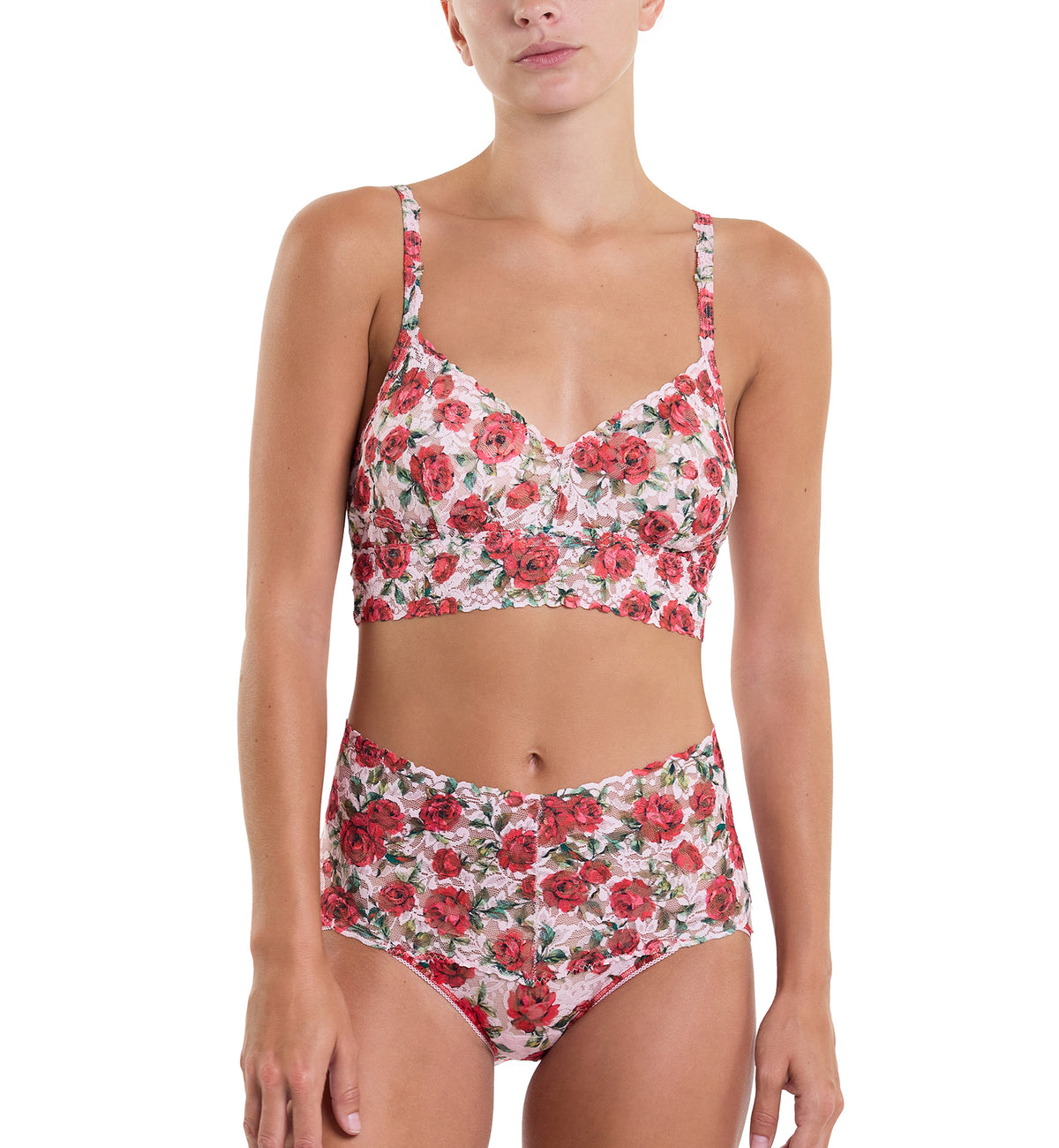 Hanky Panky Printed V-neck Retro Bralette (PR9K7272),Large,Je Taime - Je Taime,Large