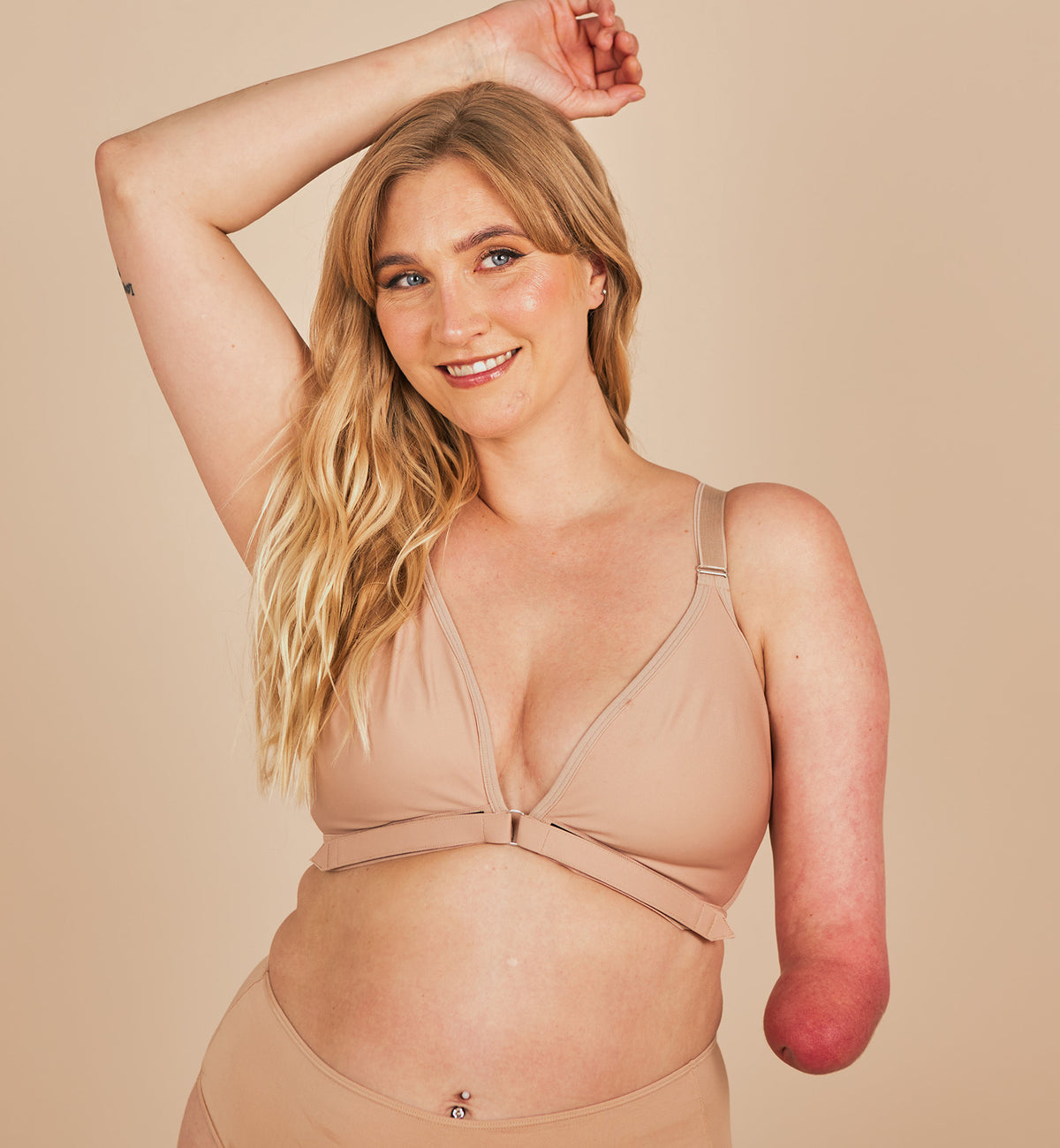 Springrose Easy-On Seamless Cup Front Closure Mobility Bra (EASYON),32-34 B-D,Beige - Beige,32-34 B-D
