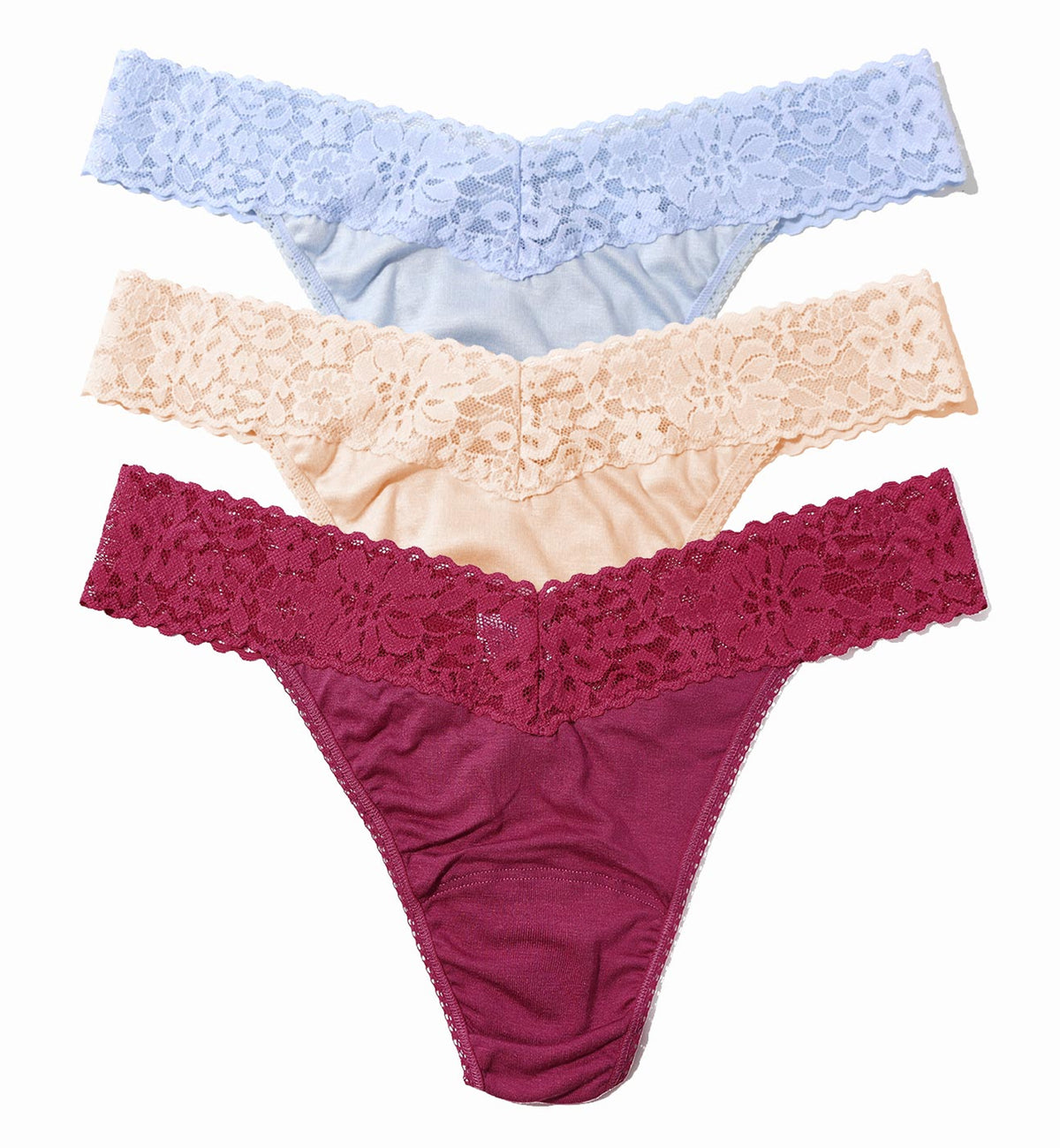 Hanky Panky DreamEase 3-PACK Original Rise Thong (6311043PK),PLSS - Pink Lemonade/Seaside Green/Serenity Blue,One Size