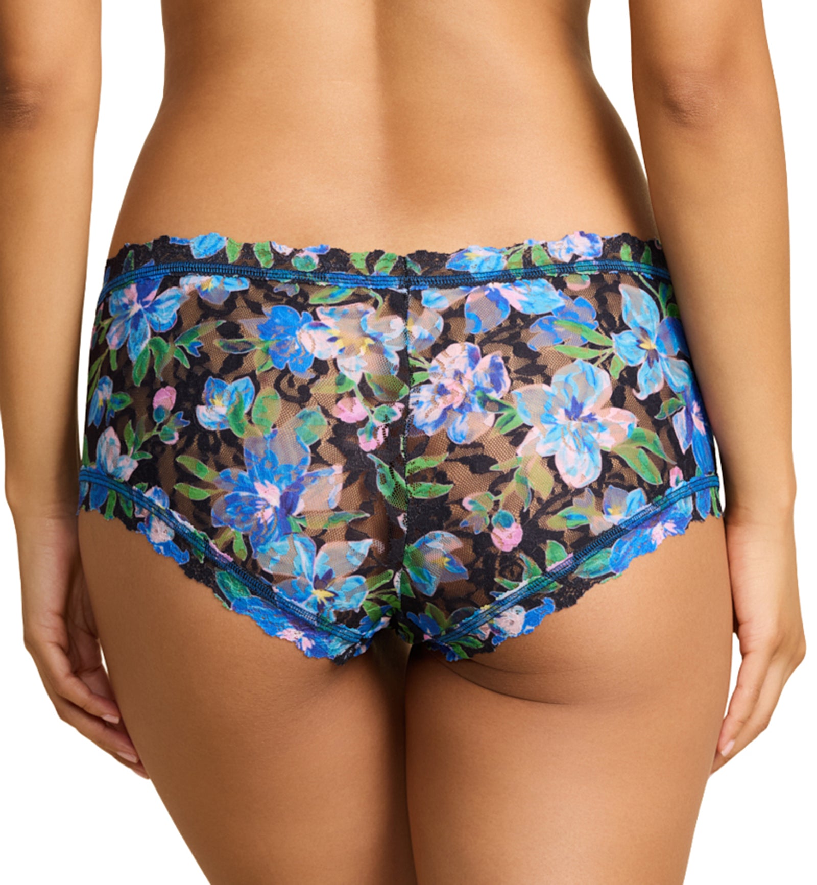 Hanky Panky Signature Lace Printed Boyshort (PR4812P),XS,Ocean Blooms - Ocean Blooms,XS