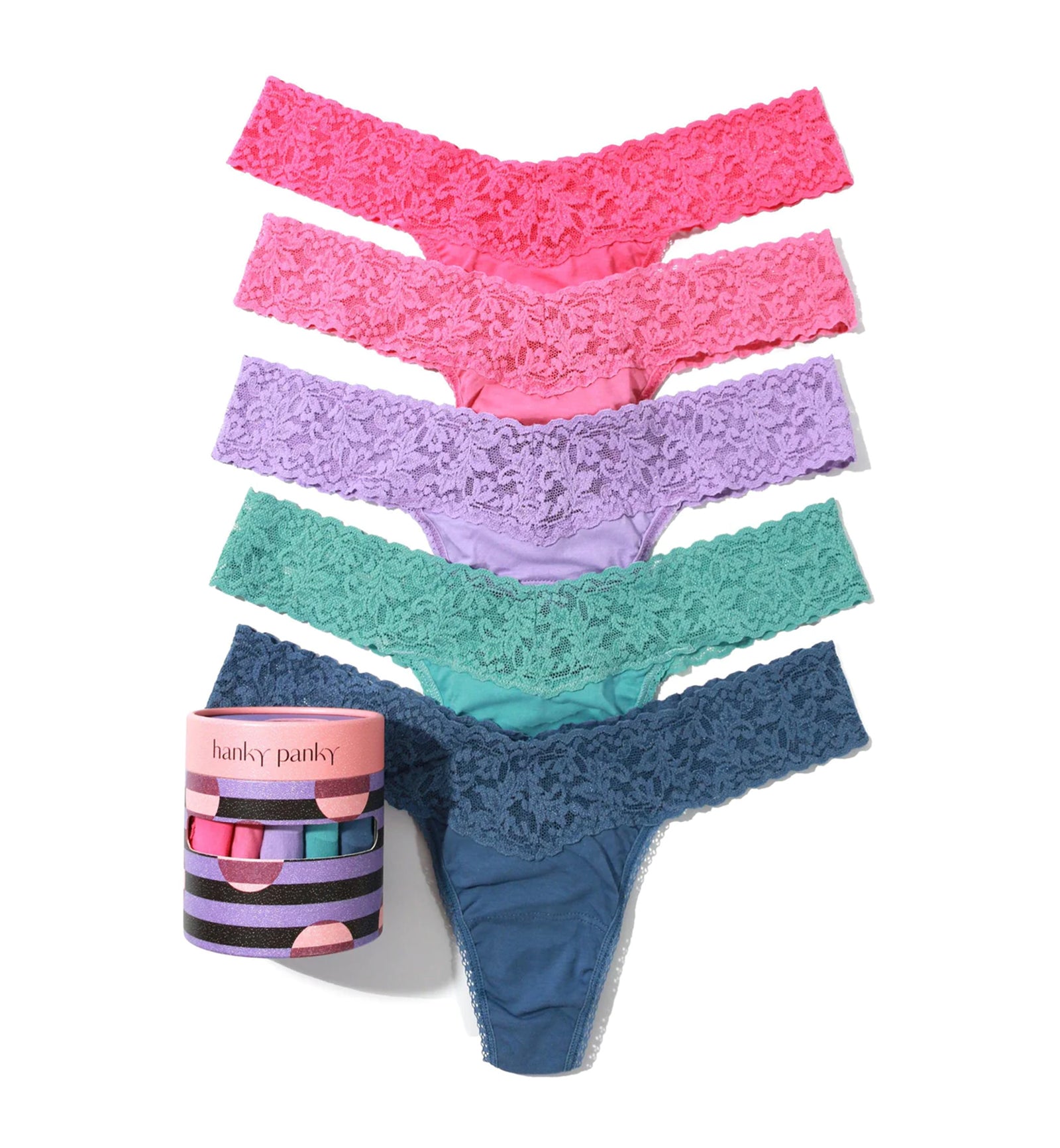 Hanky Panky 5-PACK Cotton Low Rise Thong (89155TPK),Holiday23 WCFM - WCFM,One Size