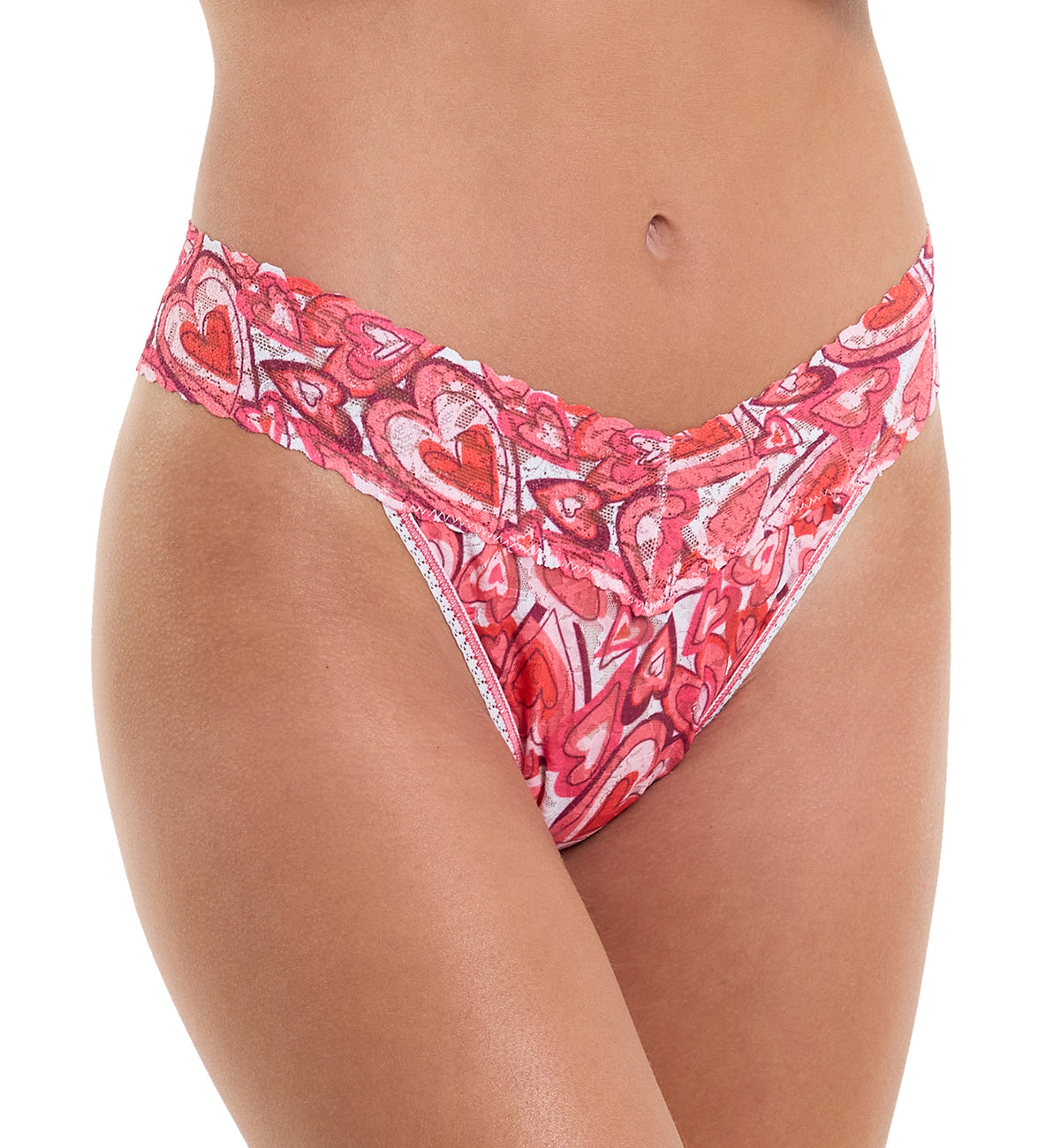 Hanky Panky Signature Lace Printed Original Rise Thong (PR4811P),Lots Of Love - Lots Of Love,One Size