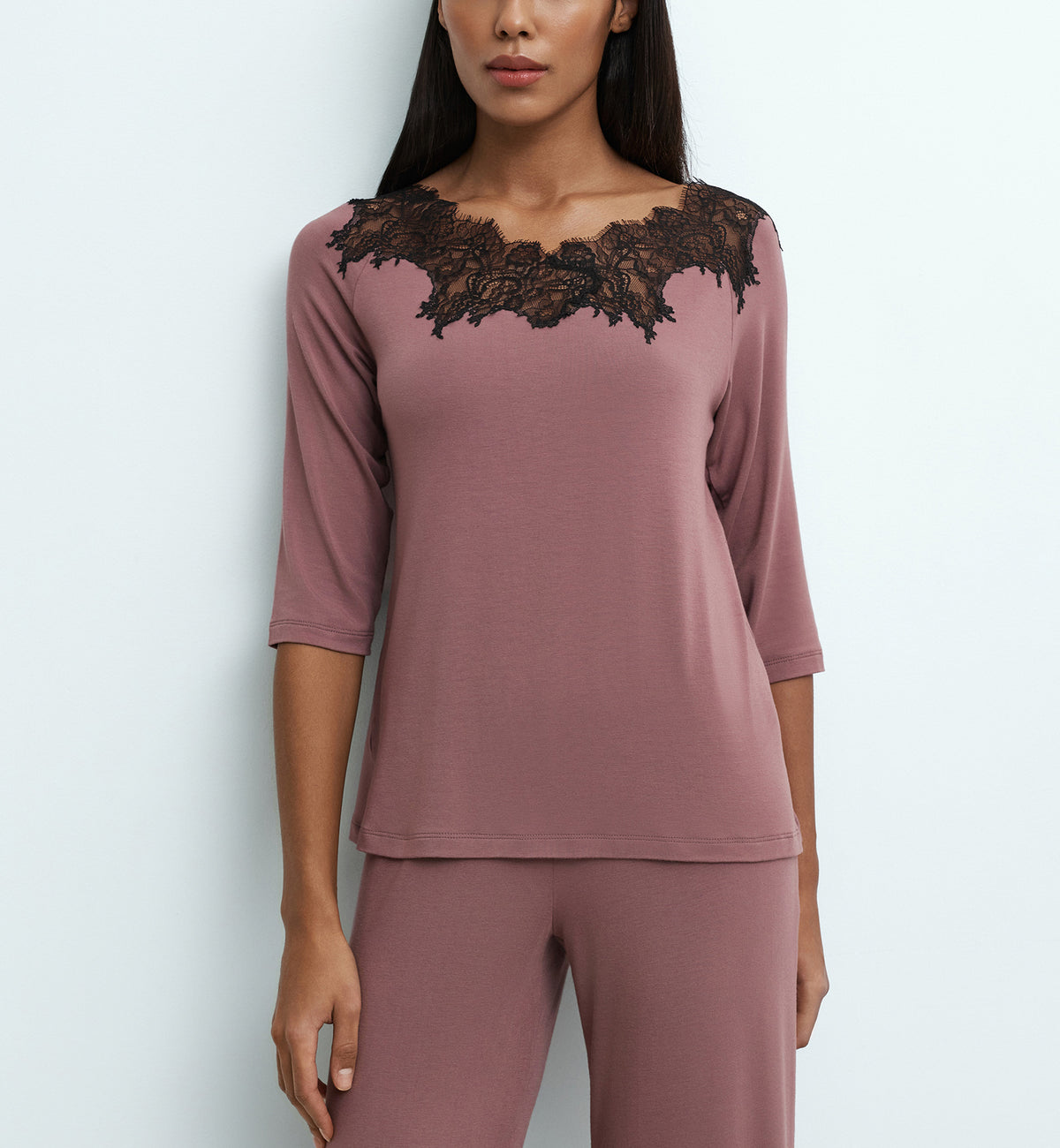 effetto Bamboo Enigma PJ 3/4 Shirt and Pants Set (03338),Small,Ash Rose - Ash Rose,Small