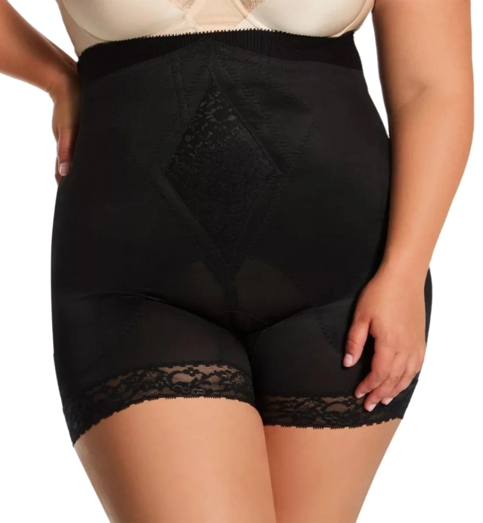 Rago Medium Control High Waist Long Leg Shaper (6206),Small,Black - Black,Small