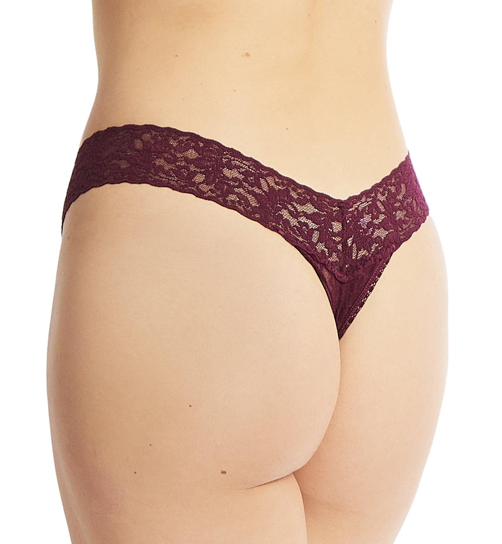 Hanky Panky Signature Lace Low Rise Thong (4911P),Dried Cherry - Dried Cherry,One Size