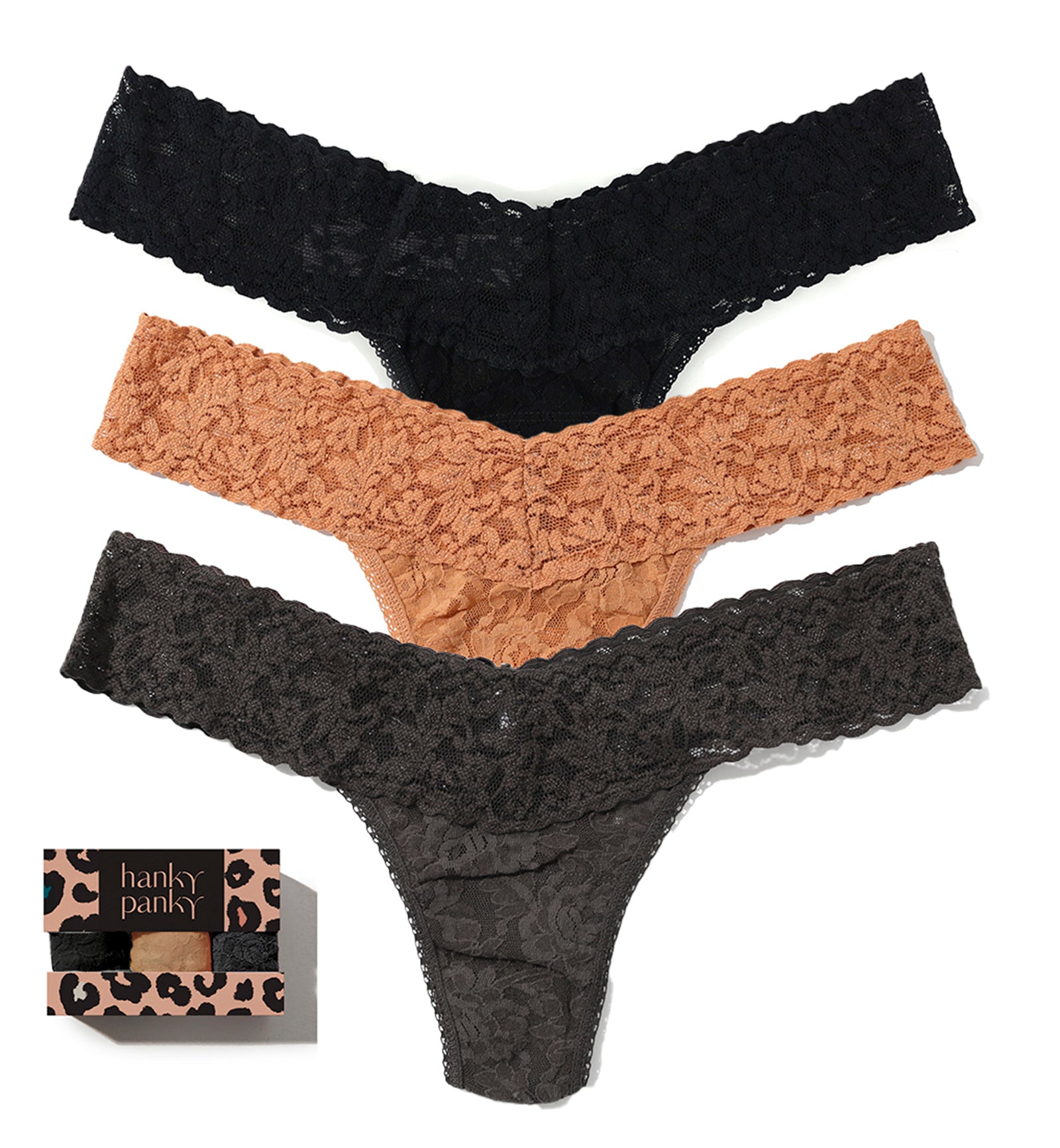Hanky Panky 3-PACK Signature Lace Low Rise Thong (49113PK),SASG - SASG,One Size