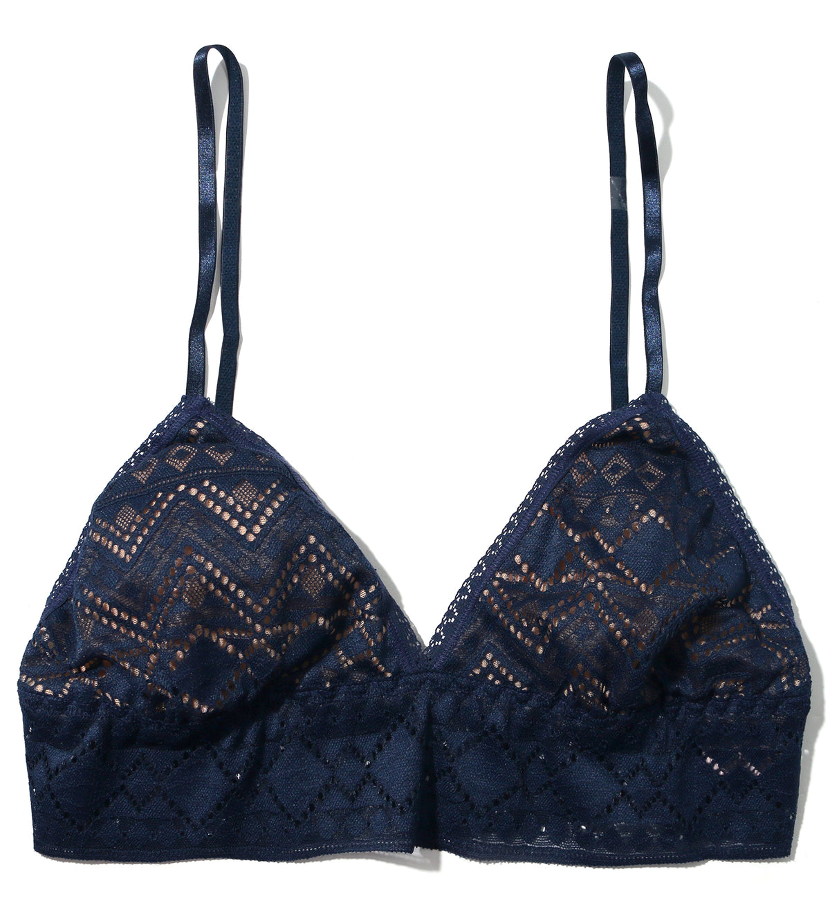 Hanky Panky Gem Lace Padded Triangle Bralette (497002),Large,Hummingbird Blue - Hummingbird Blue,Large