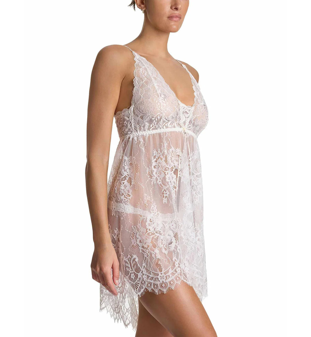 Hanky Panky Bridal Victoria Lace Chemise with G-String (945901),Small,Light Ivory - Light Ivory,Small