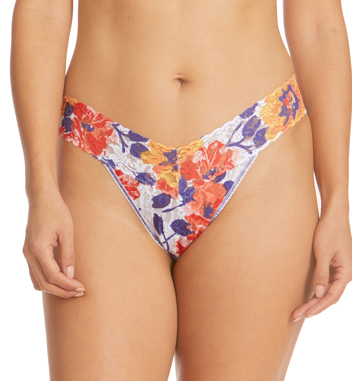 Hanky Panky Signature Lace Printed Original Rise Thong (PR4811P),Sunrise Blossom - Sunrise Blossom,One Size