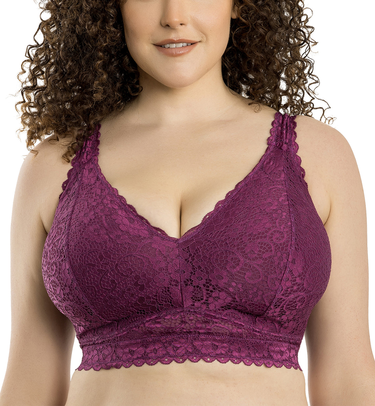 Parfait Adriana Banded Stretch Lace Wireless Bralette (P5482),30D,Blackberry - Blackberry,30D