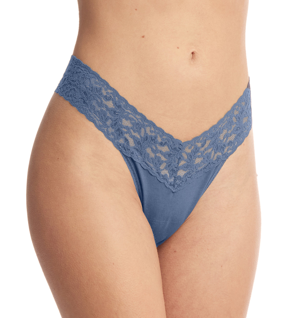Hanky Panky Cotton Low Rise Thong (891581P),Washed Indigo Blue - Washed Indigo Blue,One Size