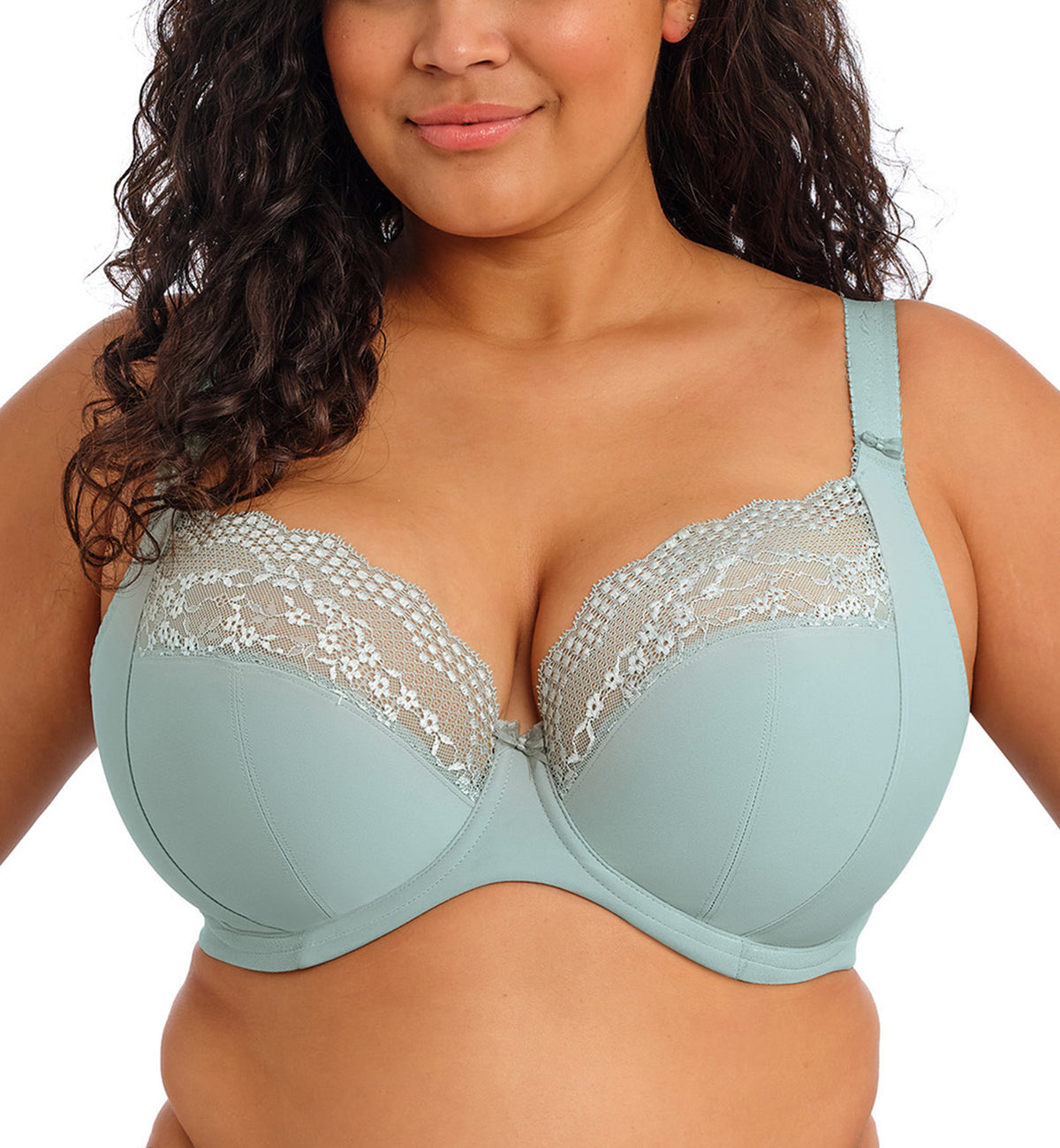 Elomi Lucie Banded Stretch Lace Plunge Underwire Bra (4490),32G,Mist - Mist,32G