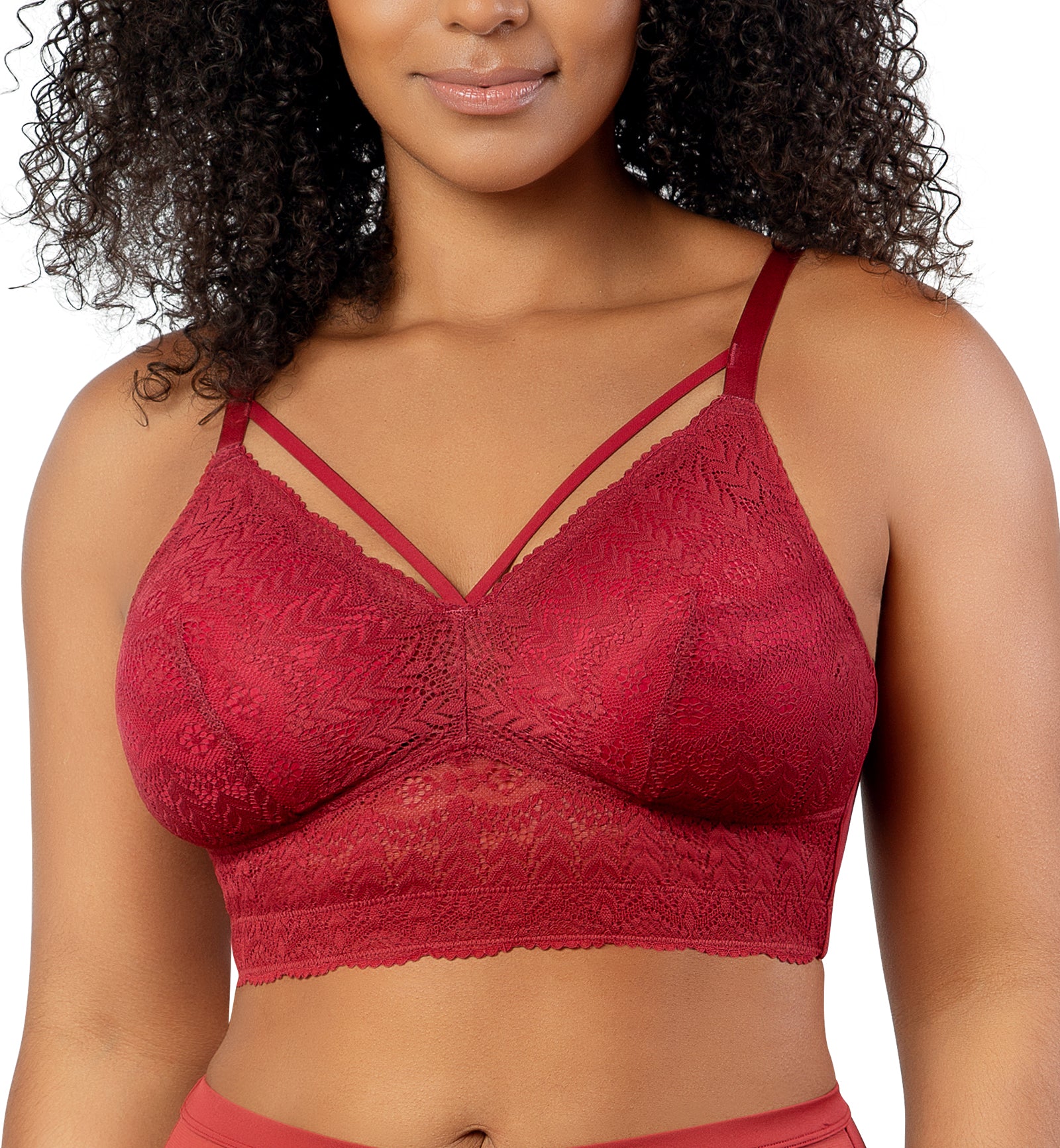 Parfait Mia Lace Wireless Longline Bralette (P5951),30D,Rio Red - Rio Red,30D