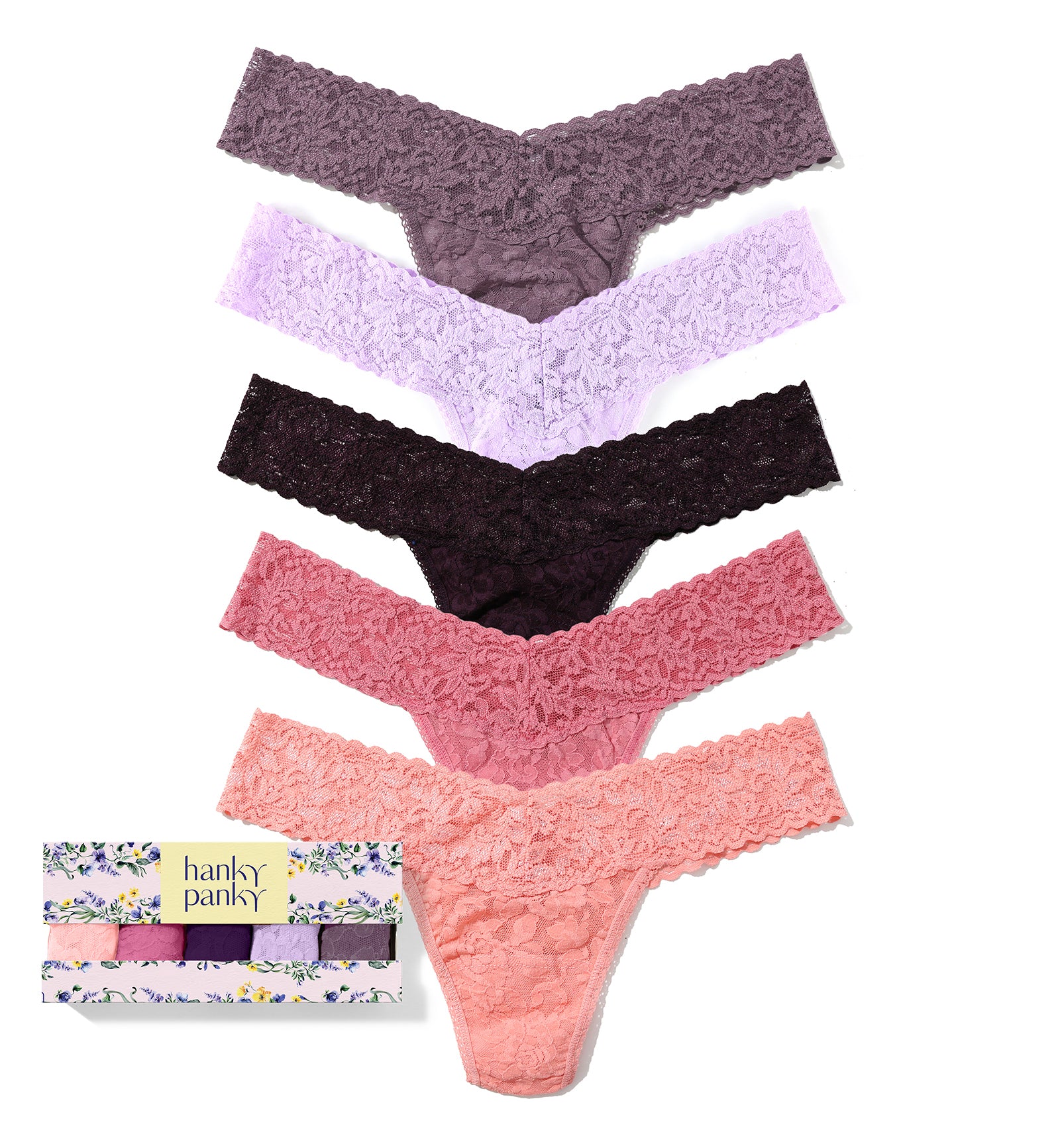 Hanky Panky 5-PACK Signature Lace Low Rise Thong (49115PK),Heirloom - Heirloom,One Size