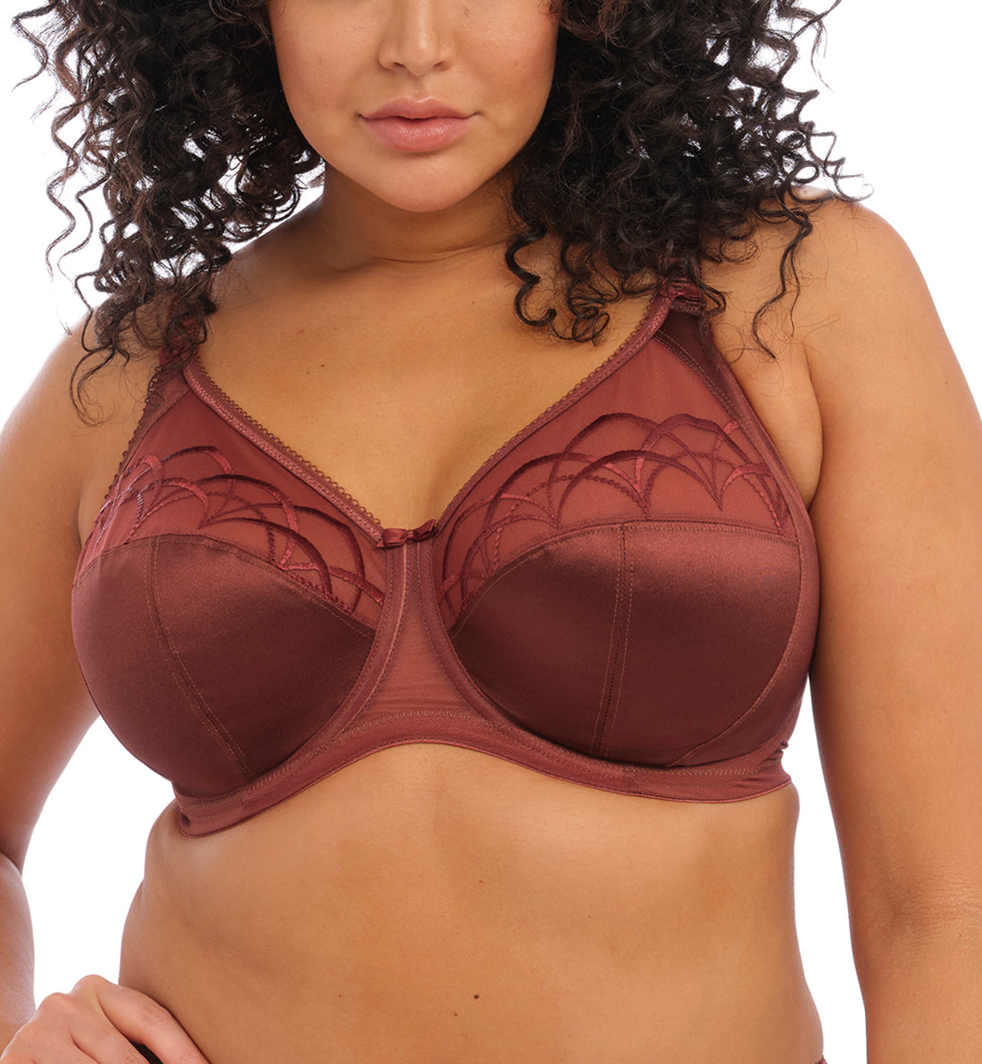Elomi Cate Embroidered Full Cup Banded Underwire Bra (4030),34E,Dark Copper - Dark Copper,34E