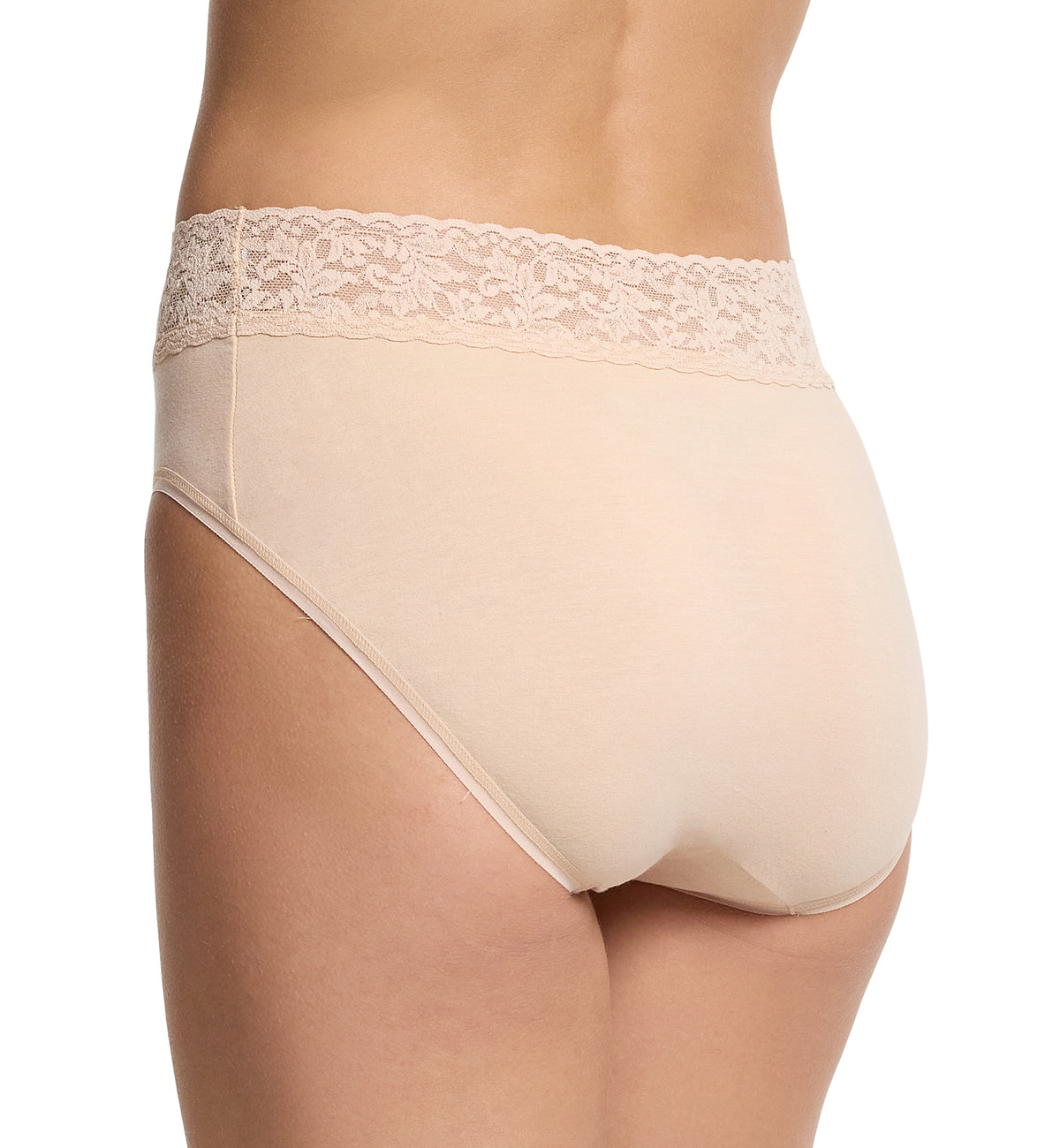 Hanky Panky Cotton French Brief with Lace (892461),Small,Chai - Chai,Small