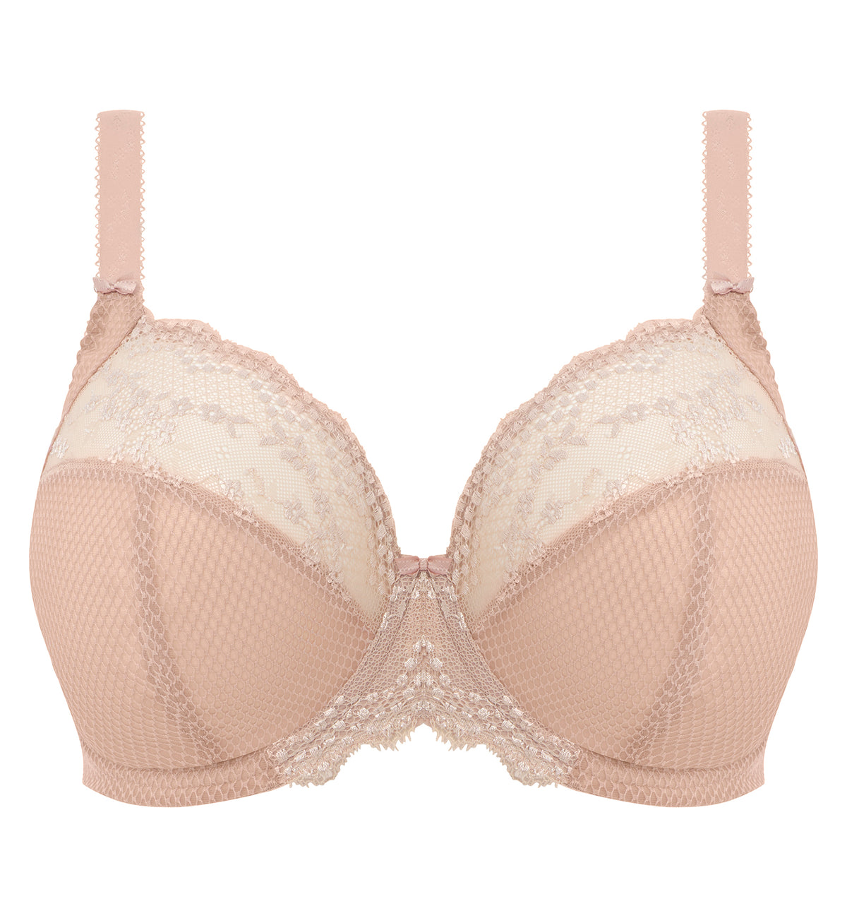 Elomi Charley Banded Stretch Lace Plunge Underwire Bra (4382),32GG,Fawn - Fawn,32GG