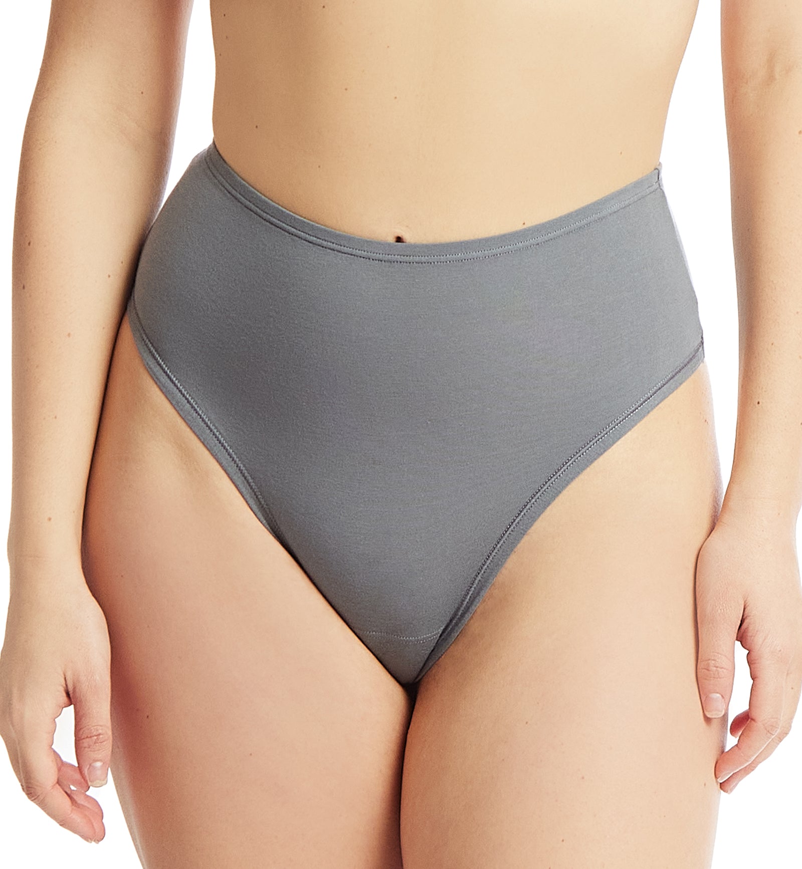 Hanky Panky Play Cotton Hi-Rise Thong (721924),XS/S,So Coal - So Coal,XS/S