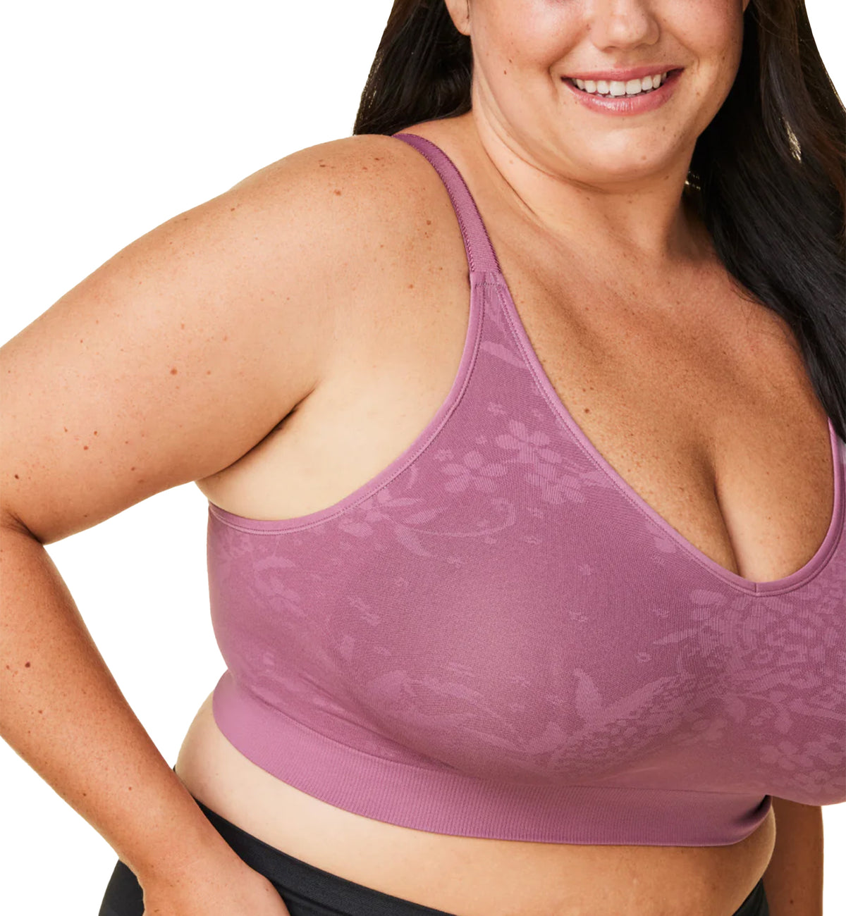 BRAVADO! DESIGNS Everyday Sculpt FULL CUP Wire-Free Bra (11045FC),Large FC,Berry Jacquard - Berry Jacquard,Large-Full Cup