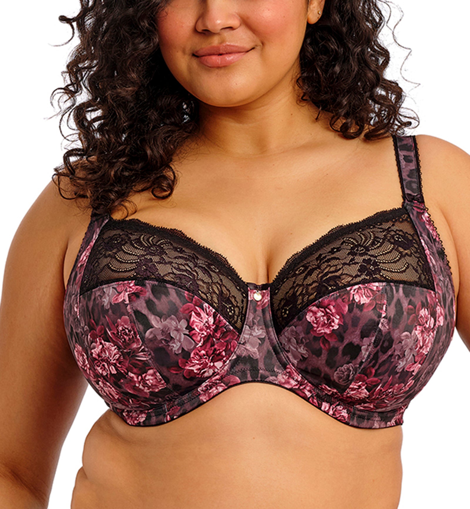 Elomi Morgan Stretch Lace Banded Underwire Bra (4110),32GG,Dark Romance - Dark Romance,32GG